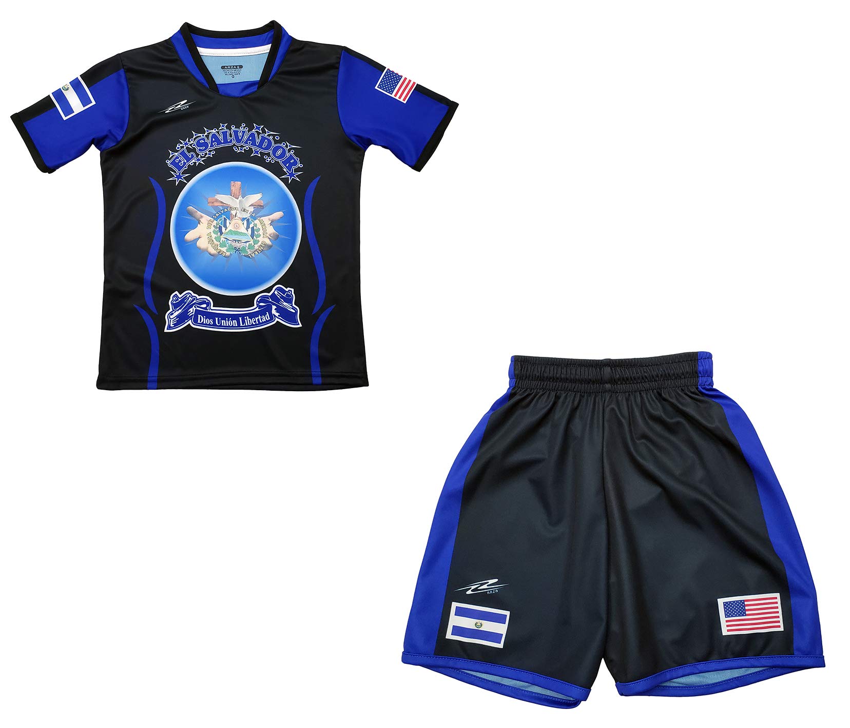 Kids' Sports El Salvador Uniform - Black & Blue - Perfect for Soccer, Football & Team Events