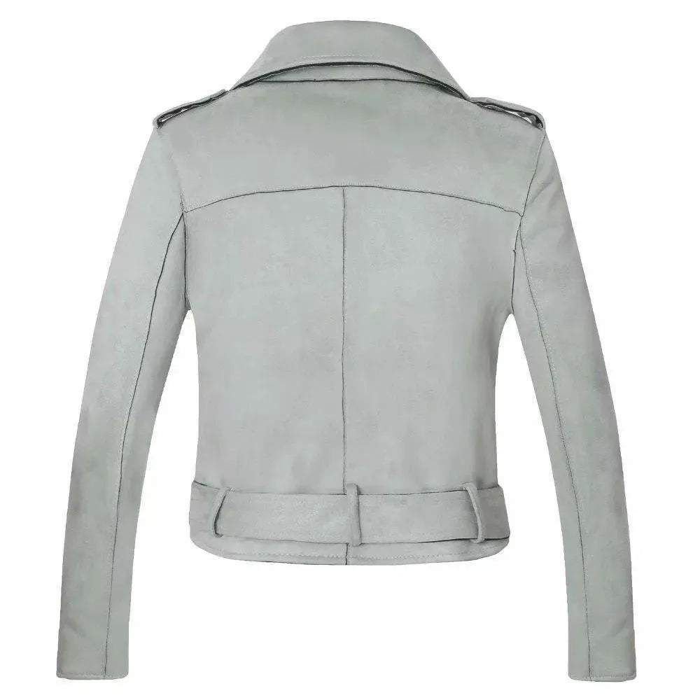 Women's Biker Suede Leather Jacket - Stylish Motorcycle Jacket for Riding & Fashion - Perfect for Casual Outfits, Motorcycle Rides & Night Out