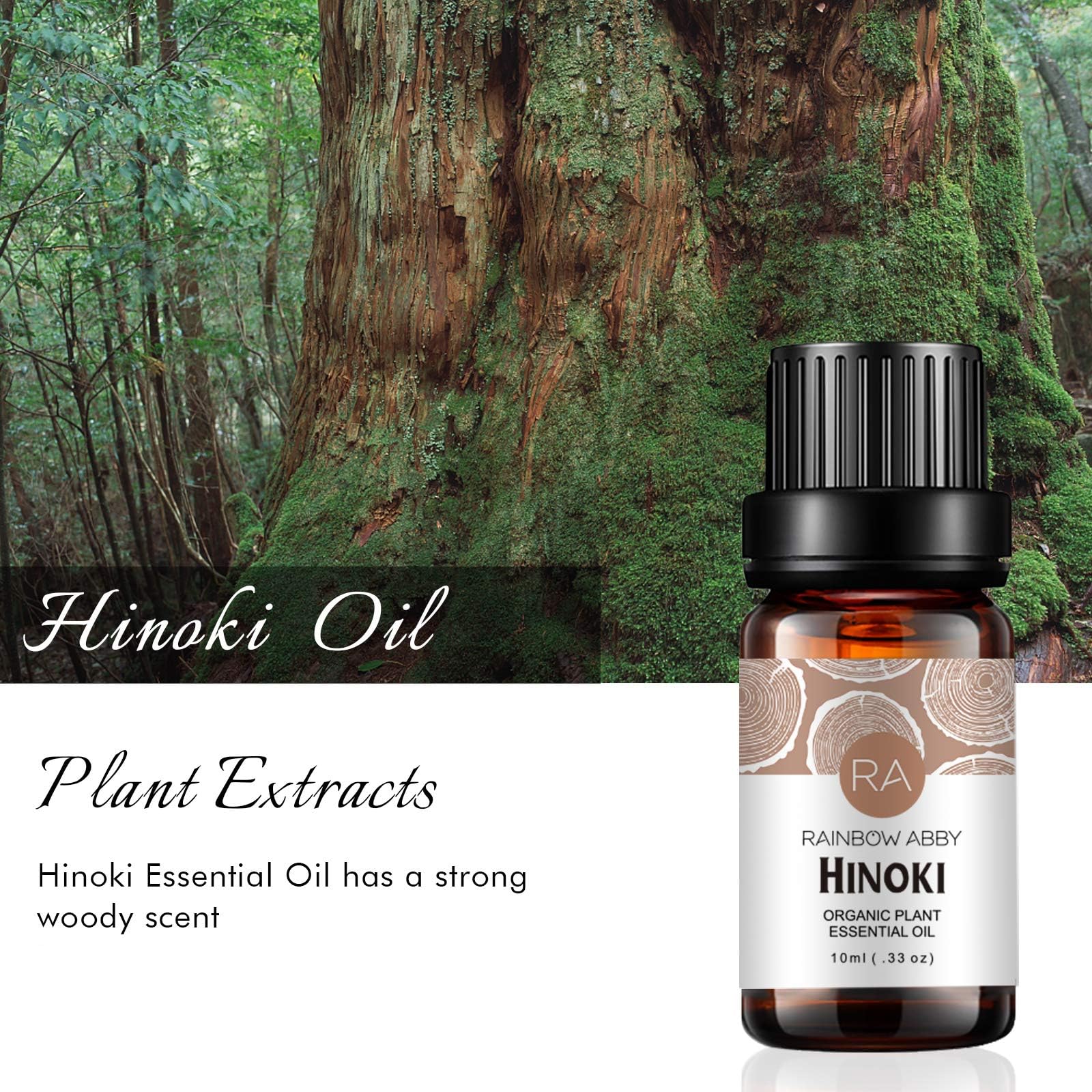 2-Pack 100% Pure Organic Hinoki Essential Oil for Diffusers, Aromatherapy, Massage & Skin Care - Natural Plant-Based Oil (2X10ML) - Perfect for Relaxation, Spa & Home Wellness