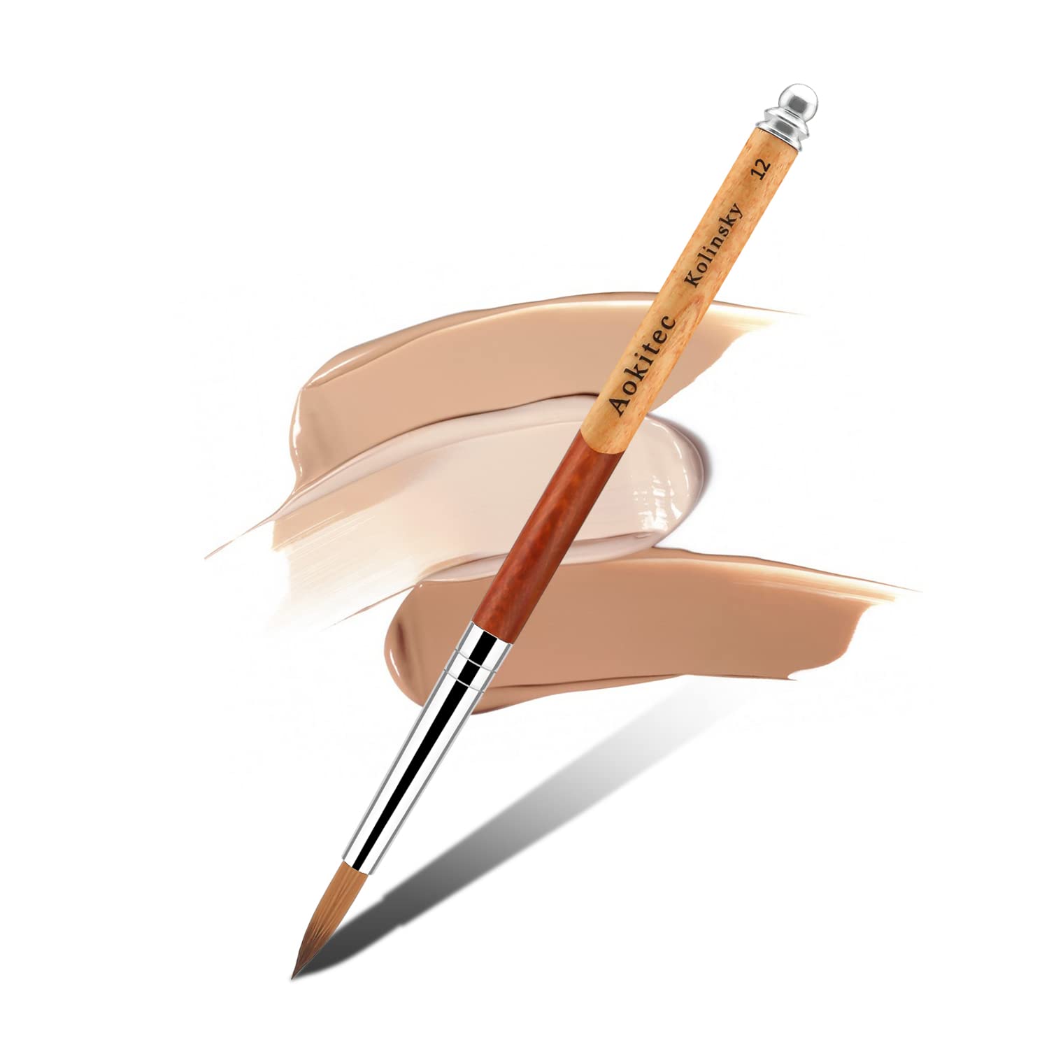 Aokitec Kolinsky Size 12 Acrylic Nail Brush - Professional Wood Handle Nail Art Brush for Acrylic Powder & Liquid - Perfect for Salon, DIY Manicures & Nail Extensions