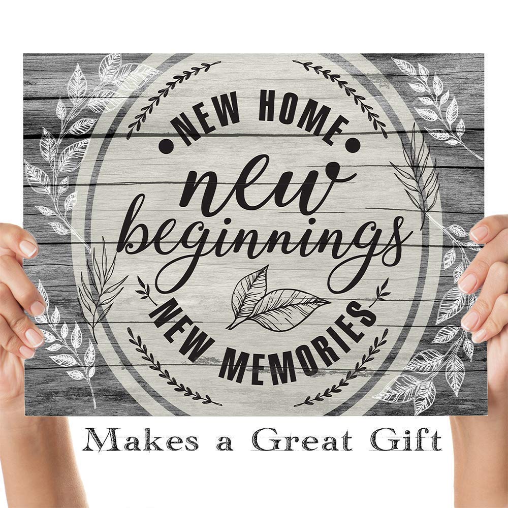 Housewarming Gift for New Home - 11x14 Unframed Black & White Wood Style Art Print - Wall Decor for Living Room, Welcome Home Decor - Perfect for Housewarming Parties & New Home Decorations