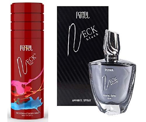 Premium Long-Lasting Neck Fragrance Set - 150ml Body Deodorant & 50ml Perfume for Men & Women (Red & Black) - Gift Pack of 2 - Fresh Scent for Day & Night Wear, Office & Special Occasions