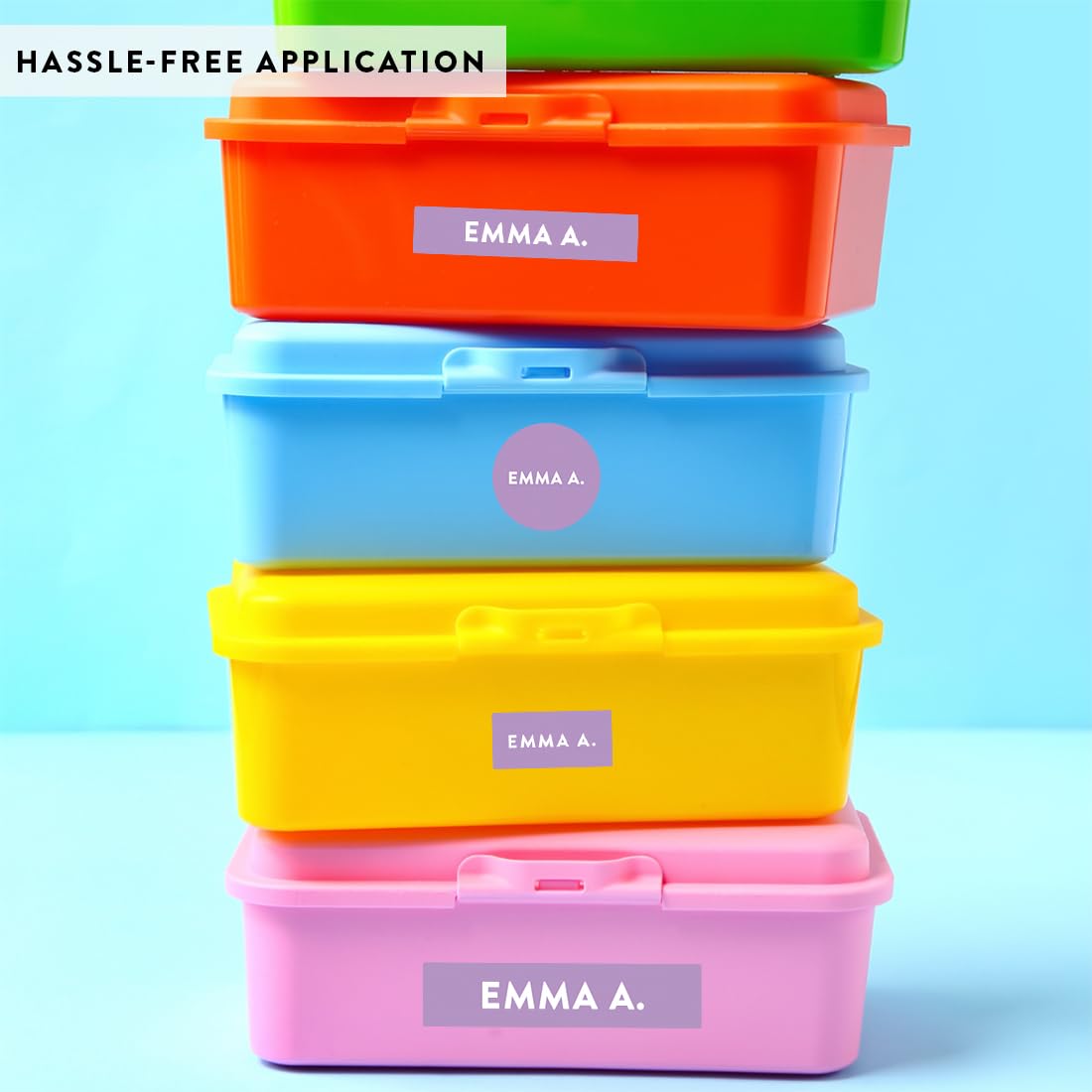 Andaz Press Custom Personalized Waterproof School Name Labels - 120 Pack Kids Name Stickers for School Supplies, Preschool & Daycare - Lavender Design | Perfect for Backpacks, Lunchboxes & Water Bottles