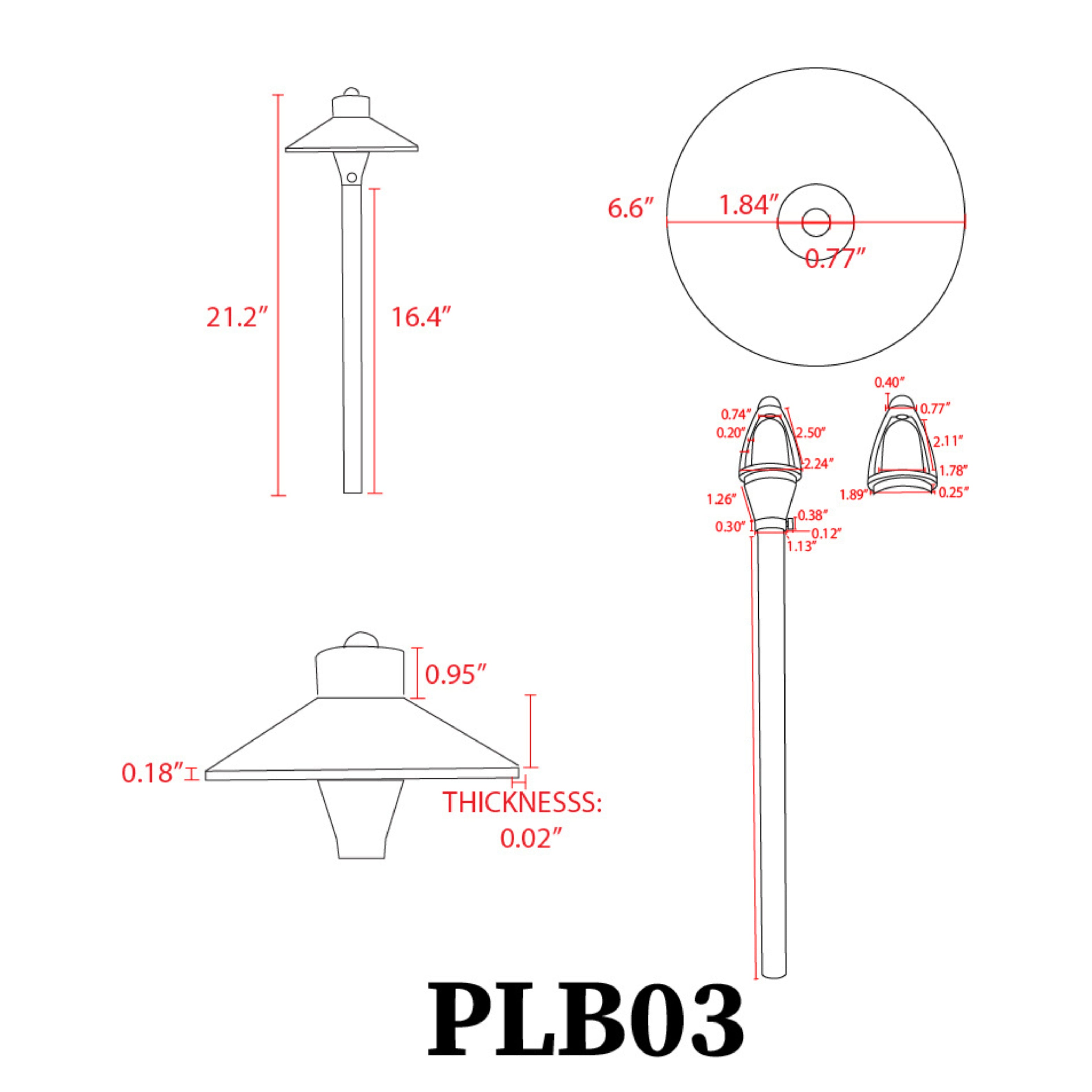 PLB03 LED Low Voltage Pathway Lights - Waterproof Outdoor Landscape Lighting for Garden, Walkway, Driveway, Yard - Energy Efficient & Durable Landscape Fixtures