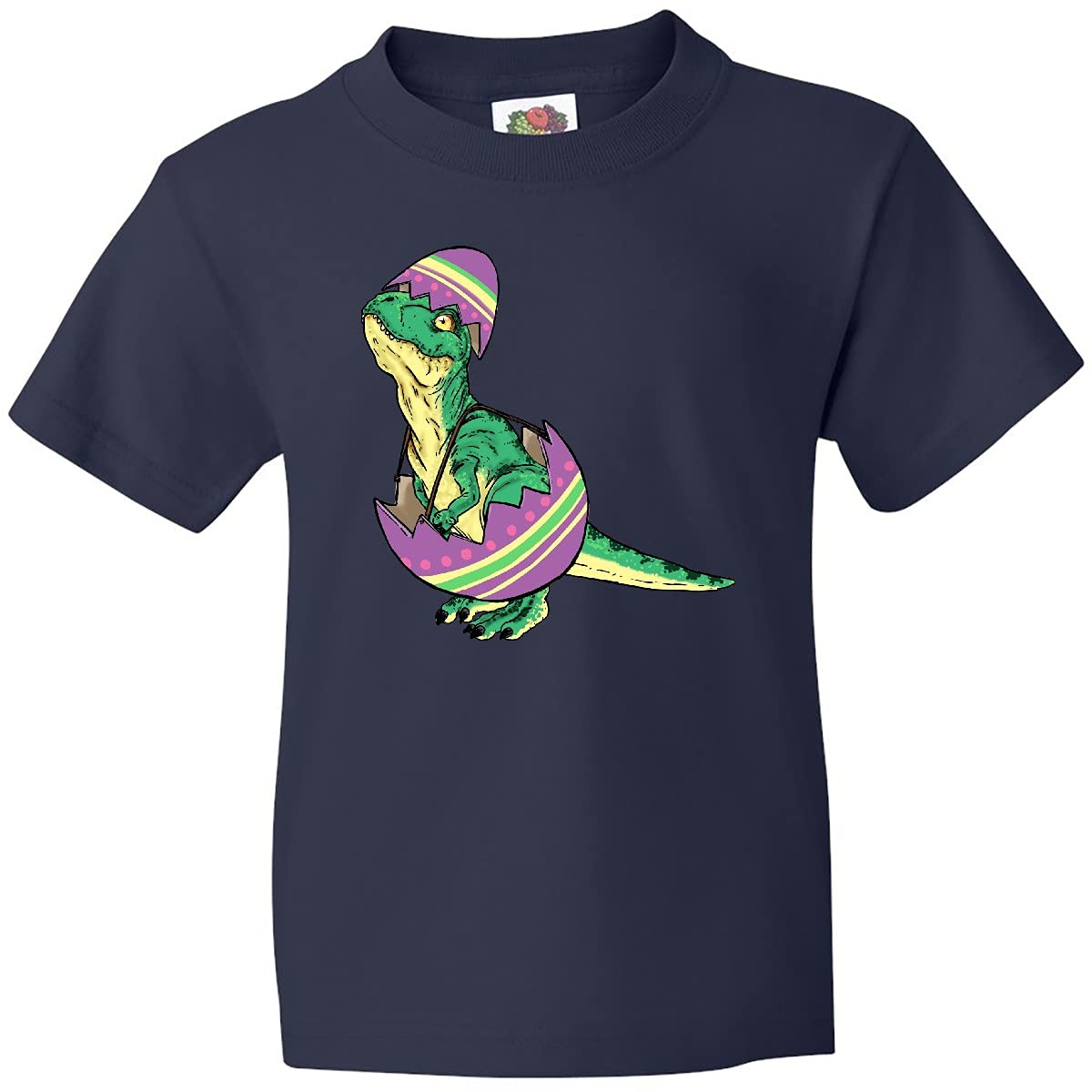 Inktastic Easter Baby T-Rex in Easter Egg Youth T-Shirt | Cute Dinosaur Graphic Tee for Kids | Perfect for Easter Celebrations, Birthday Parties & Casual Wear