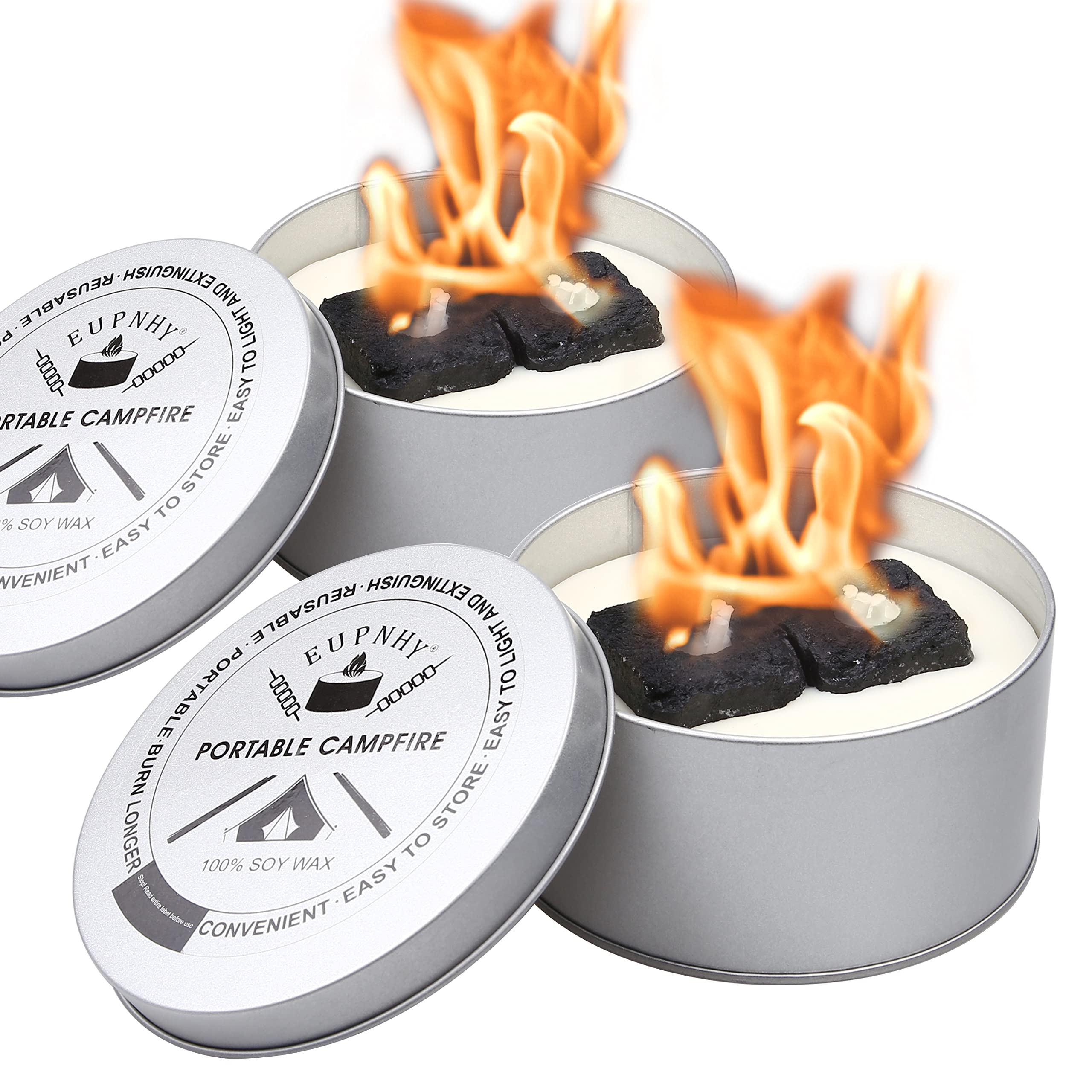 2 Pack Portable Campfire - Lightweight Fire Pit for Smores & Outdoor Cooking | 3-5 Hour Burn Time, No Embers, Easy Cleanup | Perfect for Camping, Backyard, Beach & Picnic Gifts | Compact & Convenient Travel Fire Pit Set
