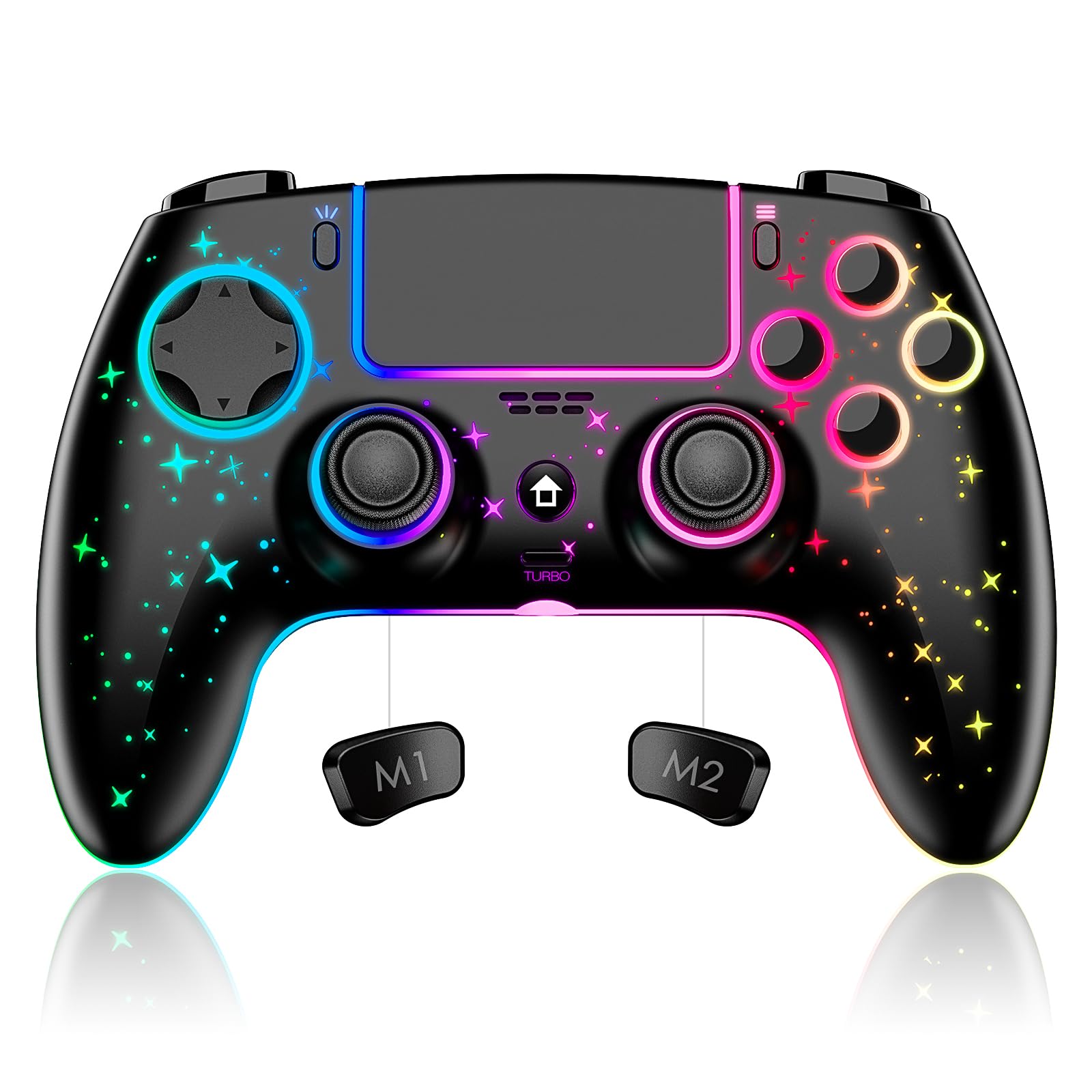 Ewnol Wireless PS4 Controller with RGB, Vibration & Motion Sensor - Gaming for PS4/Slim/Pro/PC