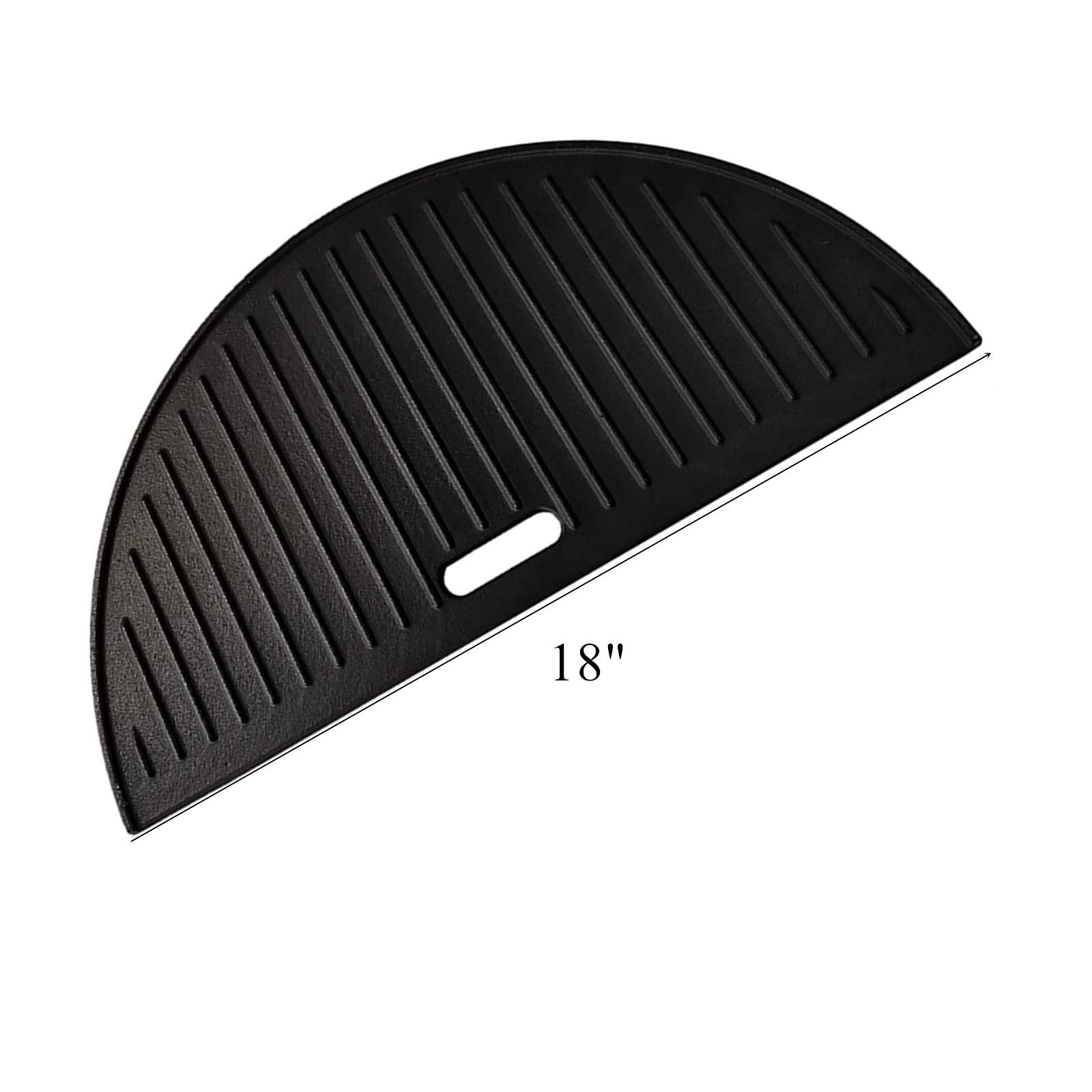 Half Moon Cast Iron Reversible Griddle for Kamado Joe Classic I, II, III - 18 Inch One-Piece Grill Pan for Outdoor Cooking, BBQ, and Camping