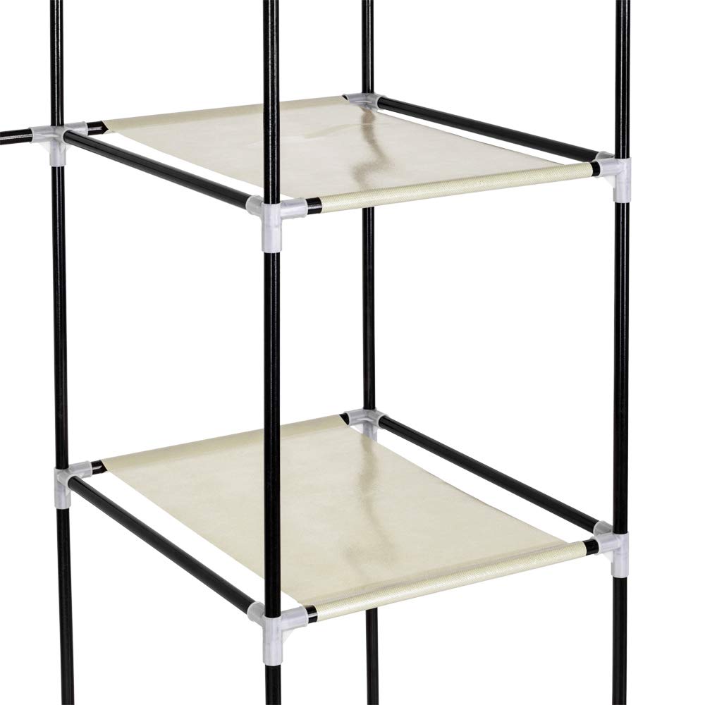69 Inch Portable Clothes Closet Wardrobe Organizer - Non-Woven Fabric with 12 Storage Shelves - Quick Assembly for Bedroom, Closet, Dorm Room & Small Space Storage Solution