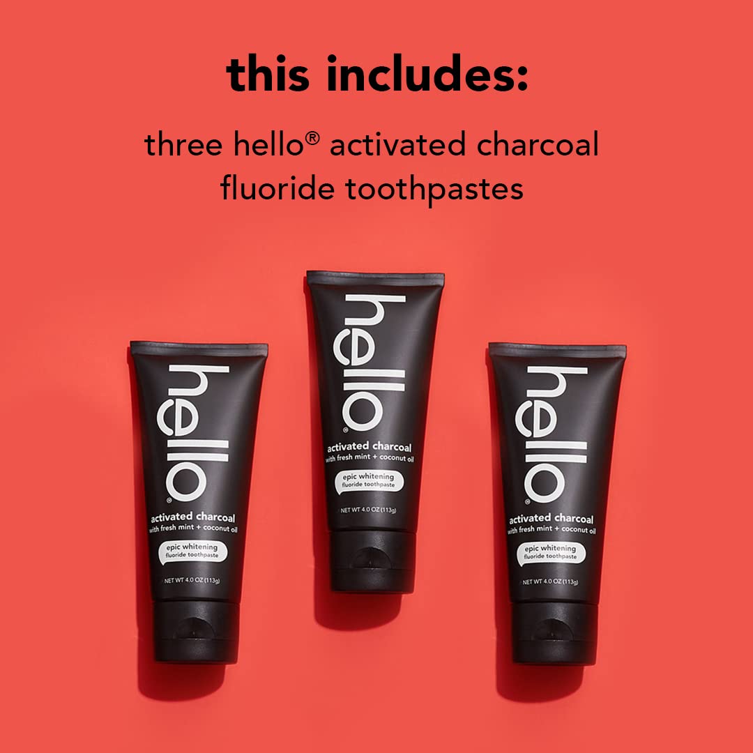 **Activated Charcoal & Fluoride Toothpaste for Teeth Whitening – Fresh Mint & Coconut Oil, SLS-Free, Vegan, Gluten-Free (3 Pack, 4 oz Tubes) – Ideal for Natural Oral Care & Bright Smiles**