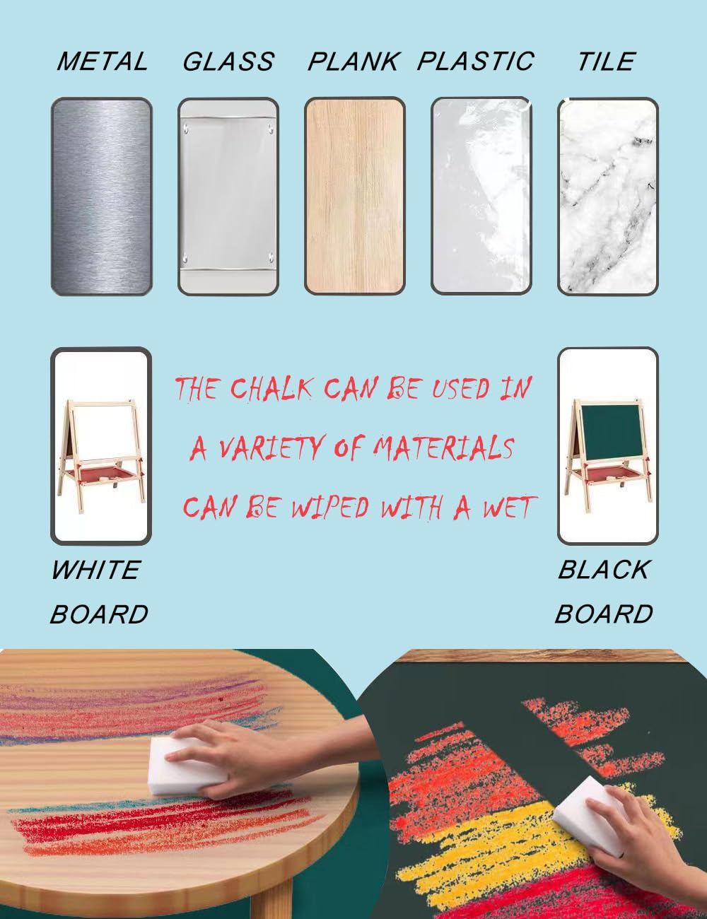 Non-Toxic Dustless Chalk Set with Holder - 12PCS Washable Chalk for Kids, Toddlers Blackboard Drawing & Art Play - Perfect for Classroom, Home Schooling and Creative Learning Activities