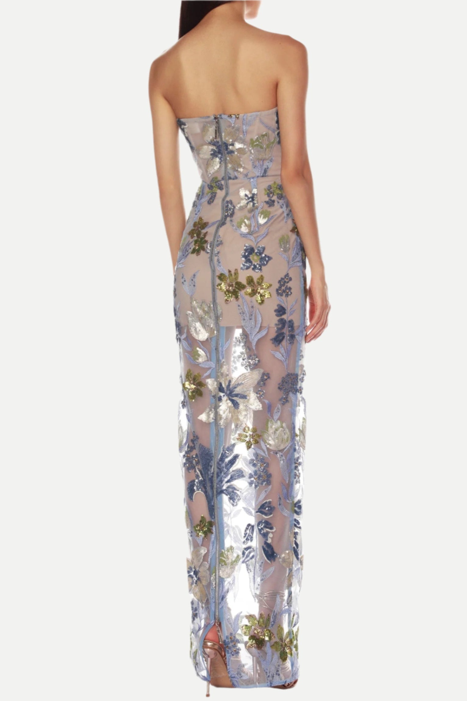Elegant Dahlia Baby Blue Multi Maxi Dress for Women - Perfect for Summer Vacations, Beach Parties & Casual Outings