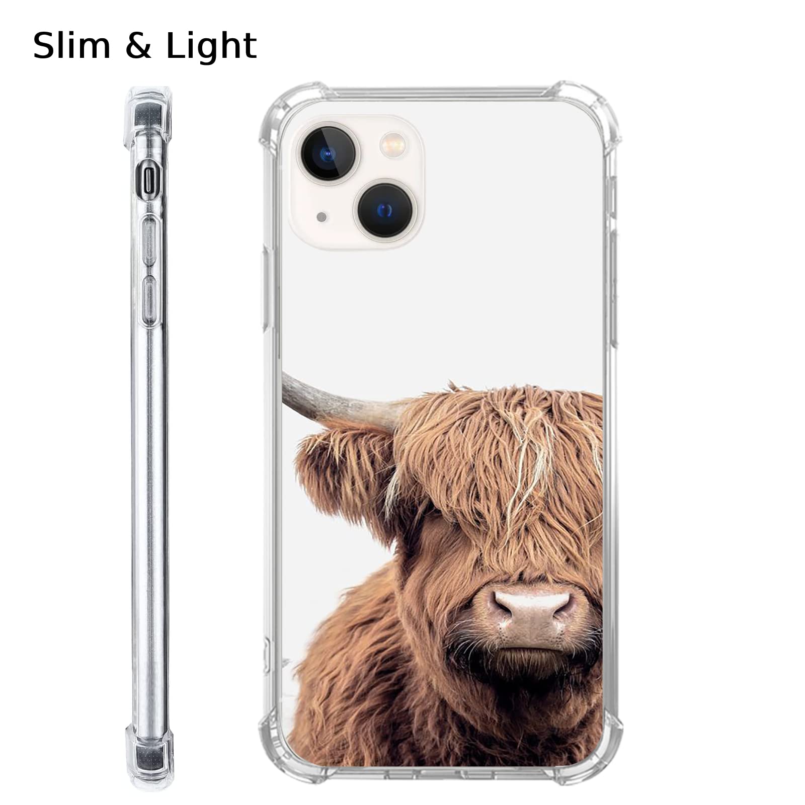 Scottish Highland Cow iPhone 13 Case - Trendy Brown Wild Animal Phone Cover for Men & Women | Durable TPU Bumper Protection | Perfect Gift for Nature Lovers & Farmhouse Decor Enthusiasts