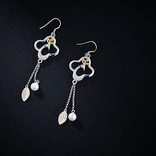 925 Sterling Silver Freshwater Pearl Bird Earrings for Women - Elegant Dangle Earrings for Parties, Weddings & Everyday Wear