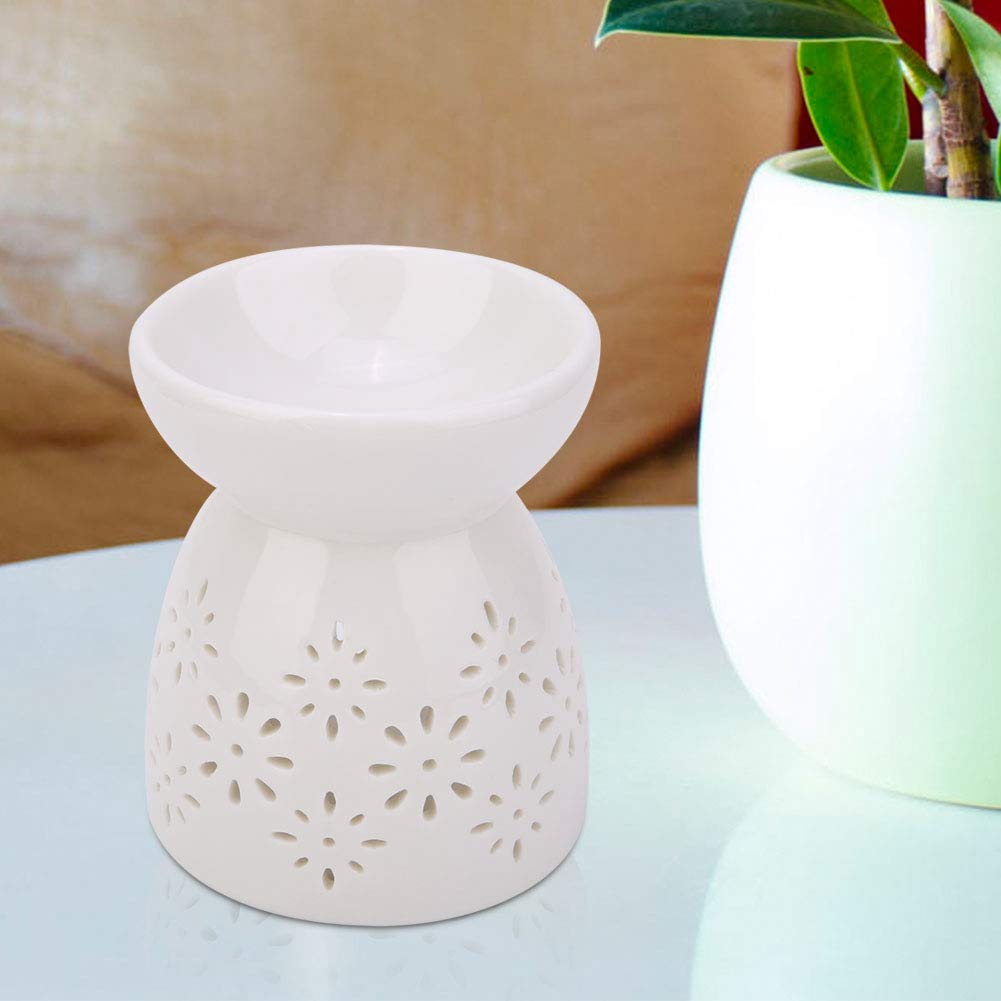 Ceramic Tealight Candle Holder & Essential Oil Burner - Aromatherapy Diffuser with Floral Design for Home Decor, Bedroom, Living Room & Relaxation - Perfect for Meditation, Spa Nights and Romantic Ambiance