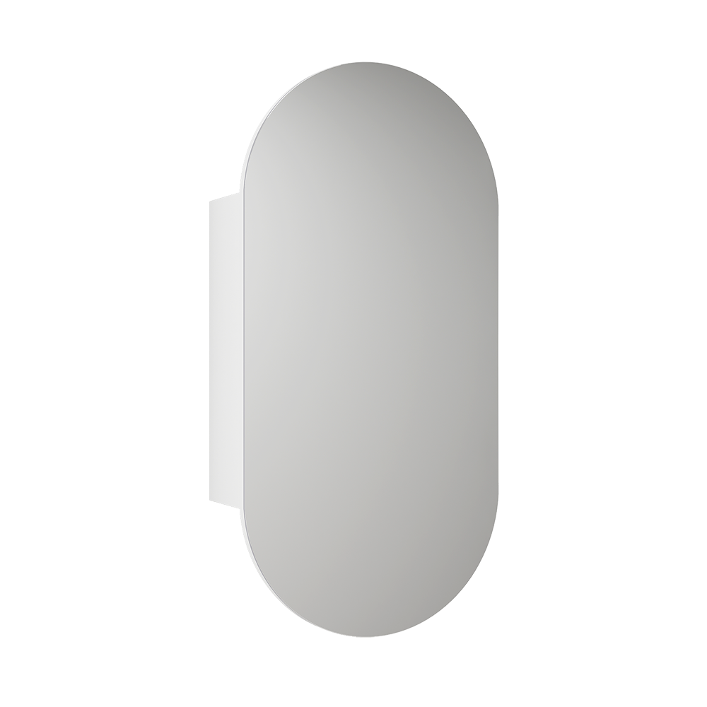 Aulic Beau Monde 450 x 900mm Matte White Shaving Cabinet - Modern Bathroom Storage with Mirror | Perfect for Small Spaces, Powder Rooms & Vanity Areas
