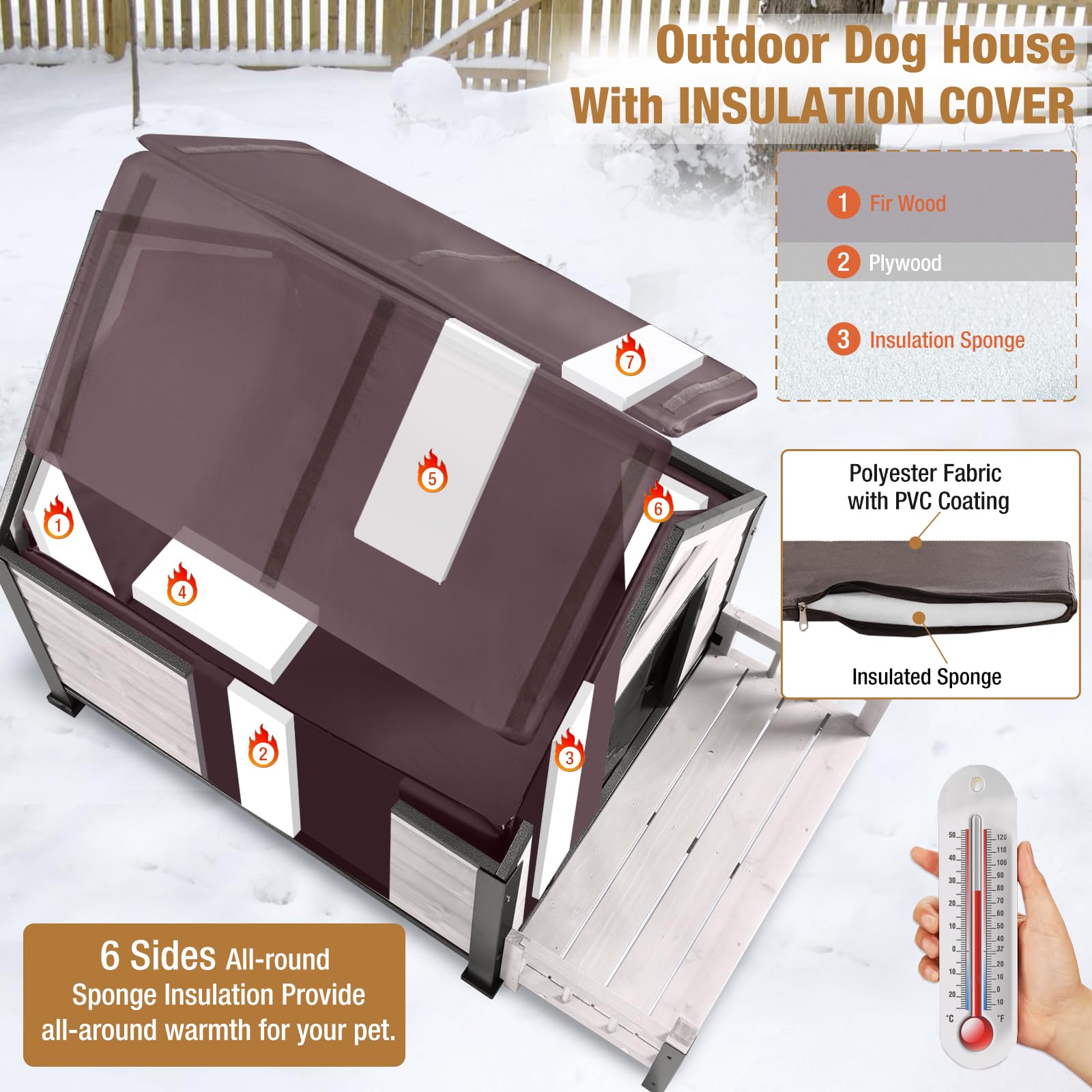**Insulated Outdoor Dog House with Metal Frame - Weatherproof & Chew-Proof Winter Kennel for Small & Medium Dogs - Perfect for Backyards, Patios & Cold Climates**