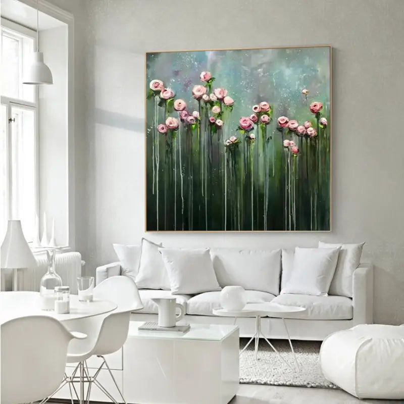Flower and Tree Painting #FT012 - Handmade Canvas Wall Art for Home & Office Decor | Perfect for Living Room, Bedroom, or Gift