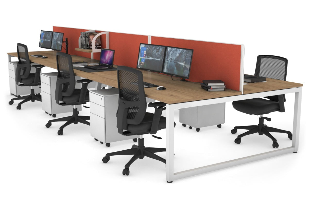 Quadro Loop Legs 6-Person Office Workstation Desk - 1600L x 800W with Cable Management Scallop - Ideal for Collaborative Workspaces & Open Office Environments
