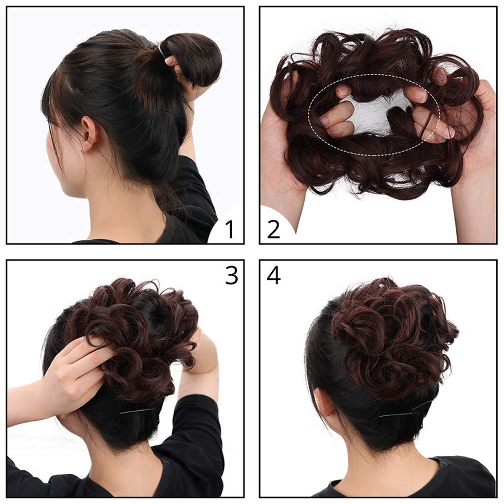 STYLER Messy Bun Hair Pieces for Women - Synthetic Curly Donut Updo Hair Extension (2#) - Perfect for Weddings, Parties & Everyday Hairstyles