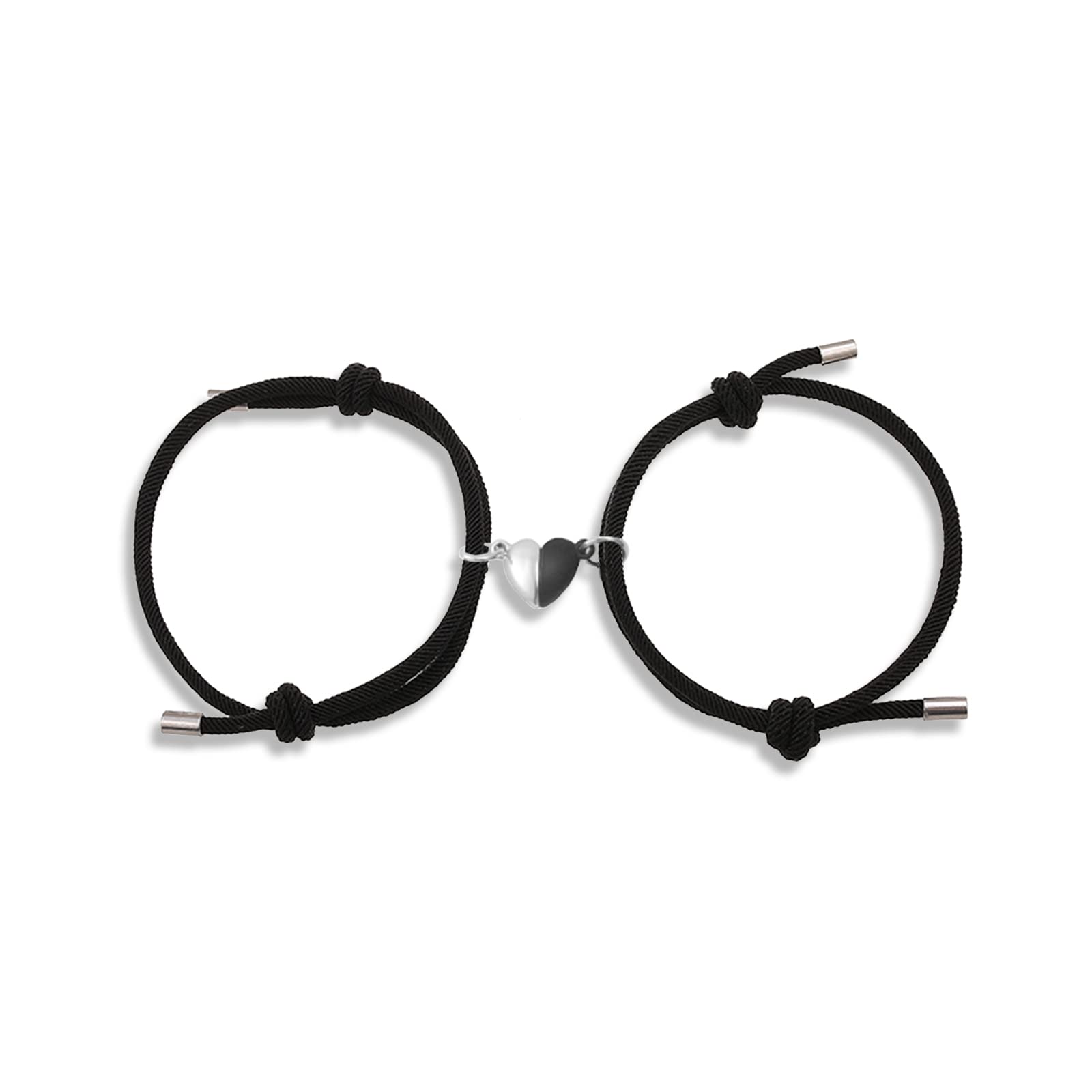 Matching Magnetic Couple Bracelets Set - Heart Design Boyfriend & Girlfriend Distance Bracelets for Women, Men, Couples - Perfect for Anniversaries, Valentine's Day Gifts & Long Distance Relationships
