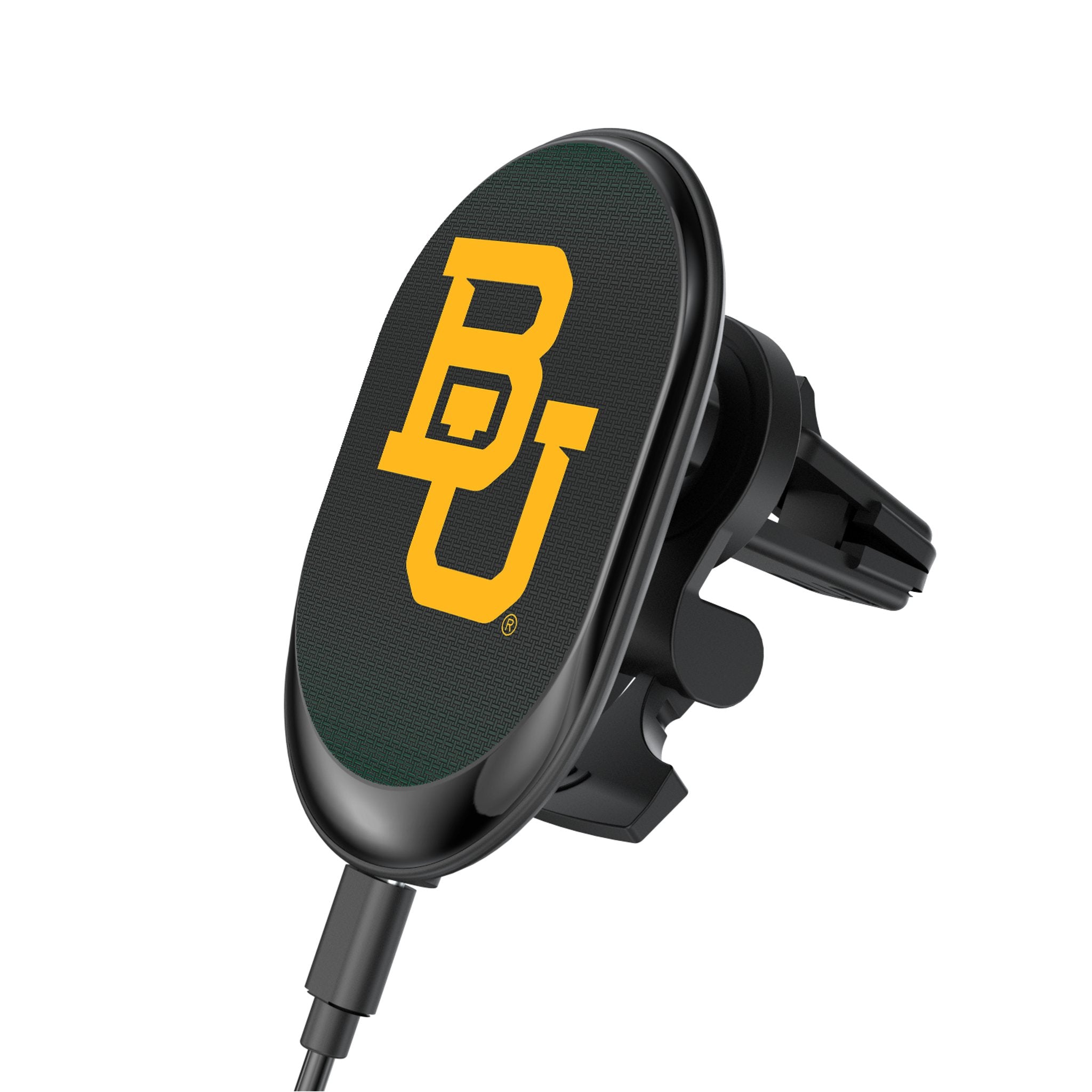 Baylor University Bears Wireless Magnetic Car Charger - Fast Charging Linen Phone Mount for iPhone & Android - Perfect for Road Trips & Commuting