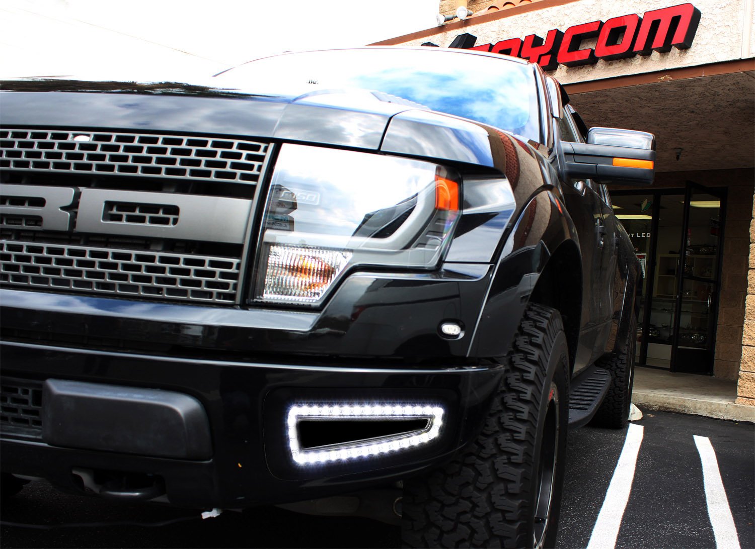 iJDMTOY White LED Daytime Running Lights for 2010-2014 Ford Raptor SVT - Direct Fit Bumper Opening with 66x 15W SMD LEDs | DRL Fog Lights for Off-Road & Daily Driving