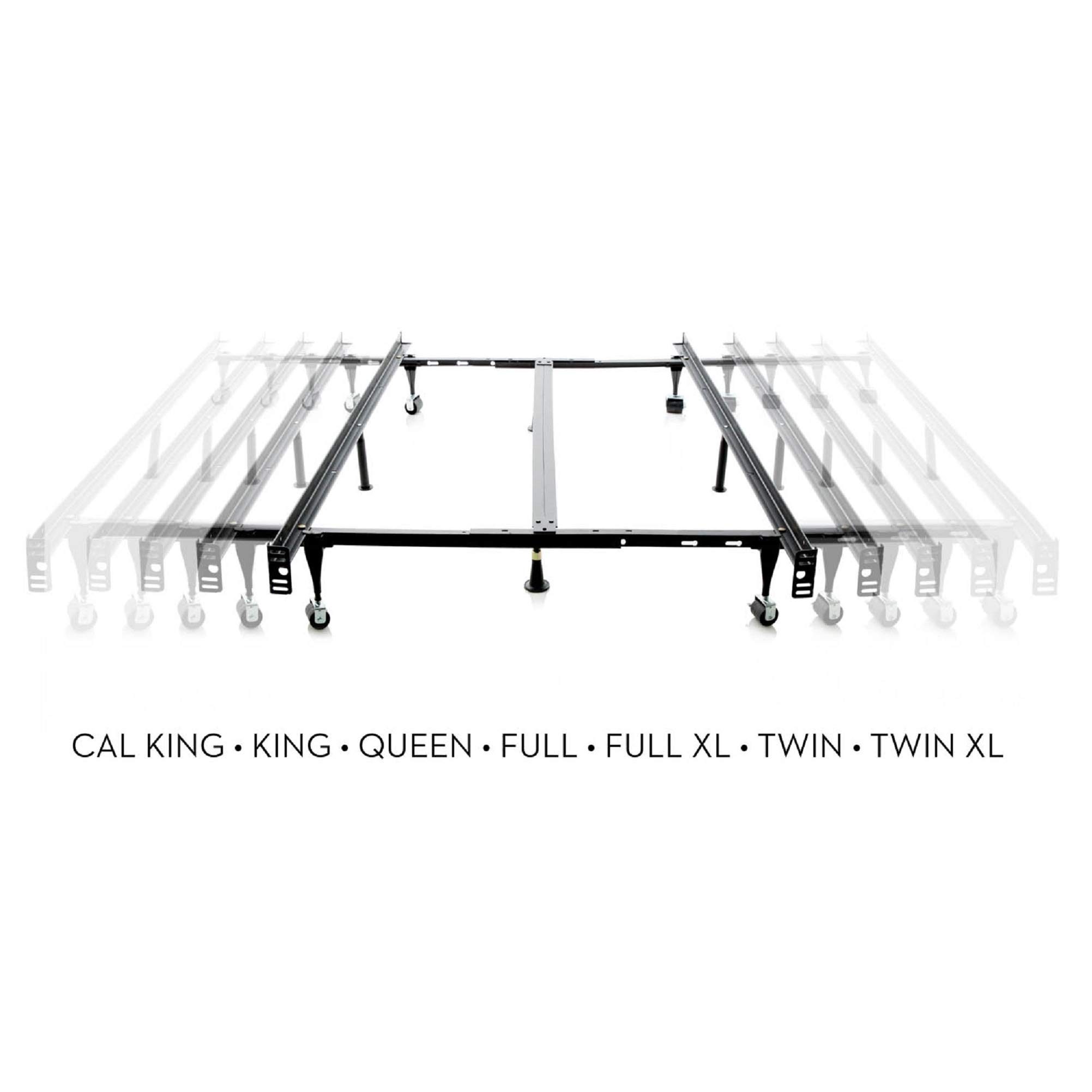 MALOUF Heavy Duty 9-Leg Adjustable Metal Bed Frame with Center Support & Rug Rollers - Universal Fit for King, Cal King, Queen, Full, Twin XL & Twin Size Beds - 7.5
