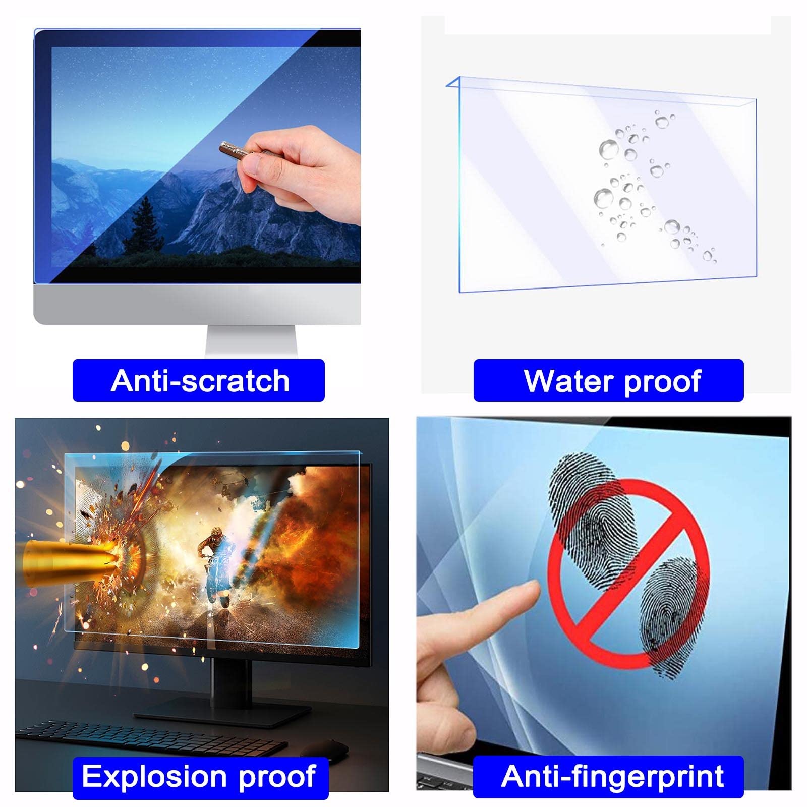 LIGUOYI HD Anti-Blue Light Screen Protector for 20 21.5 23 Inch 16:9 Desktop Monitors - Reusable Hanging Film to Reduce Eye Strain | Perfect for Office, Gaming & Home Use