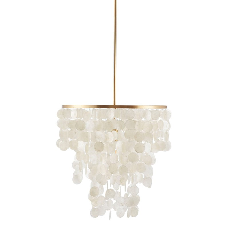 Isla Layered Capiz Shell Chandelier - Elegant Ceiling Light Fixture for Dining Room, Bedroom, or Living Room Decor