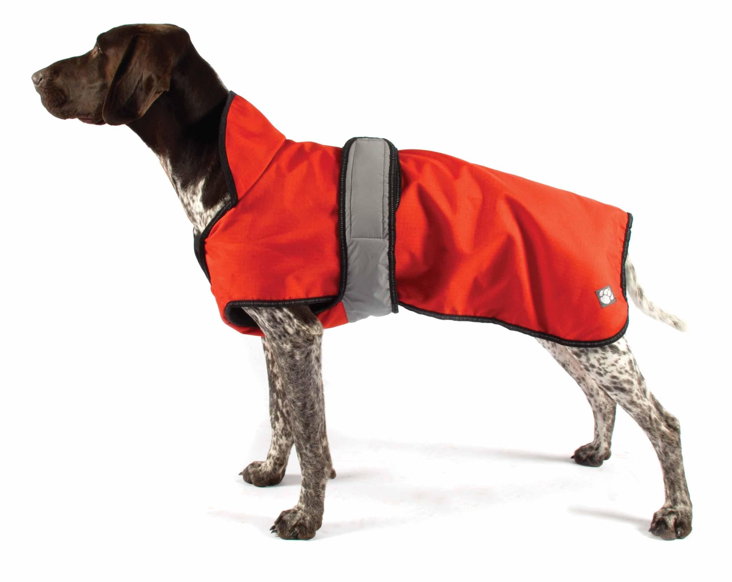 2 in 1 Reflective Dog Coat with Orange Dots - 28 Inch Waterproof Winter Jacket for Medium Dogs - Perfect for Night Walks & Cold Weather Protection
