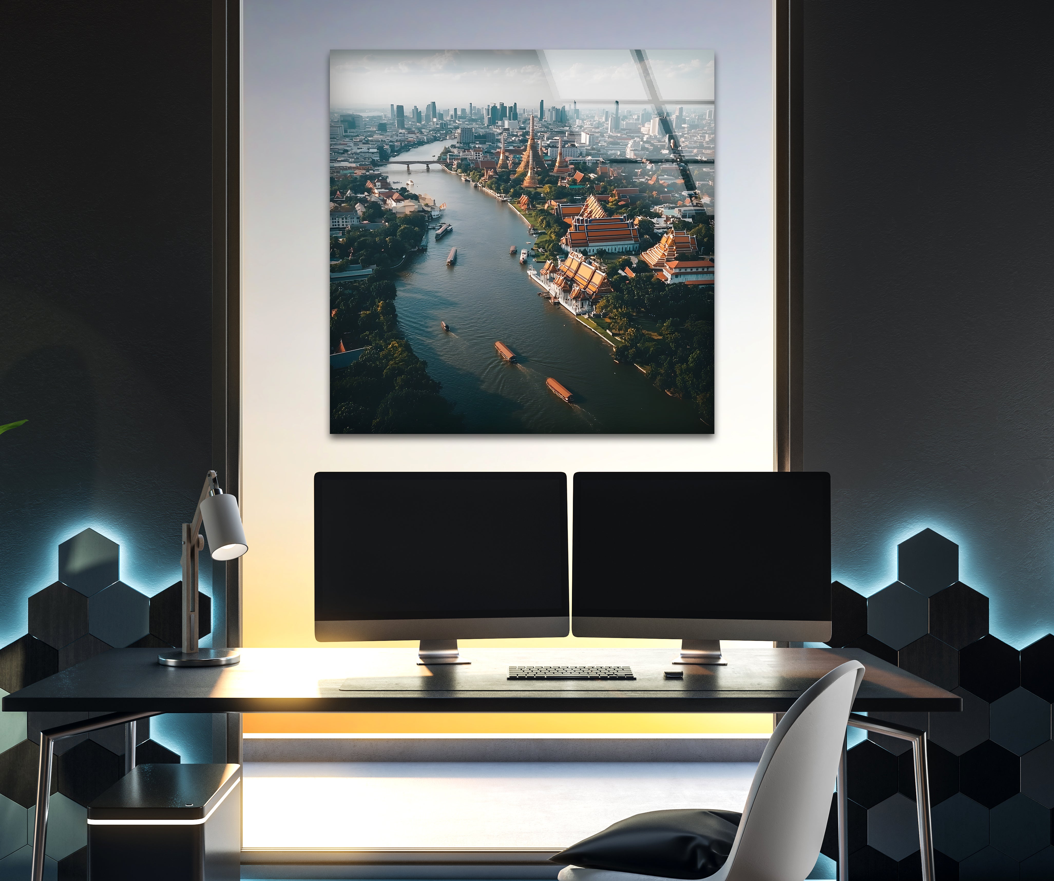 Bangkok Landscape Glass Wall Art - Stunning Thai Cityscape Decor for Living Room, Bedroom & Office - Perfect Modern Home & Office Wall Decor