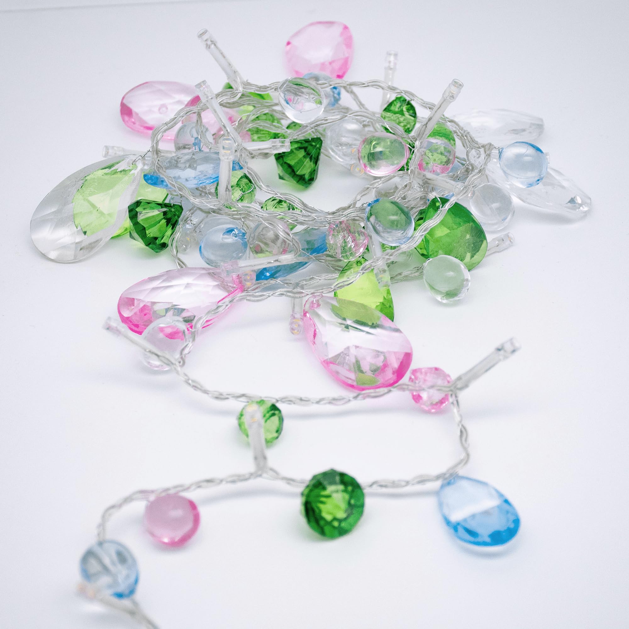 YOLIGHT 10ft Pastel Crystal LED Fairy Lights - Battery/USB Operated with Remote & Timer, 30 Warm White Jewels String Lights for Fairycore Room Decor, Girls Bedroom, Canopy, Christmas & Easter Party Decorations - Perfect for Kids' Rooms, Weddings, Nursery and Holiday Lighting