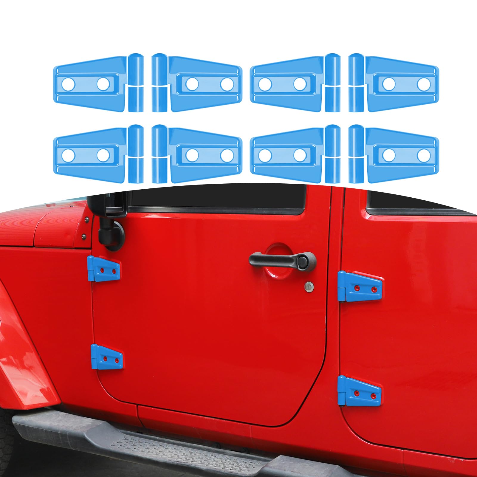 Jeep Wrangler JK JKU 2007-2017 Blue Door Hinge Covers Protector Trim - Exterior Accessories (8pcs, Baby Blue) - Perfect for Off-Road Protection & Style Enhancement