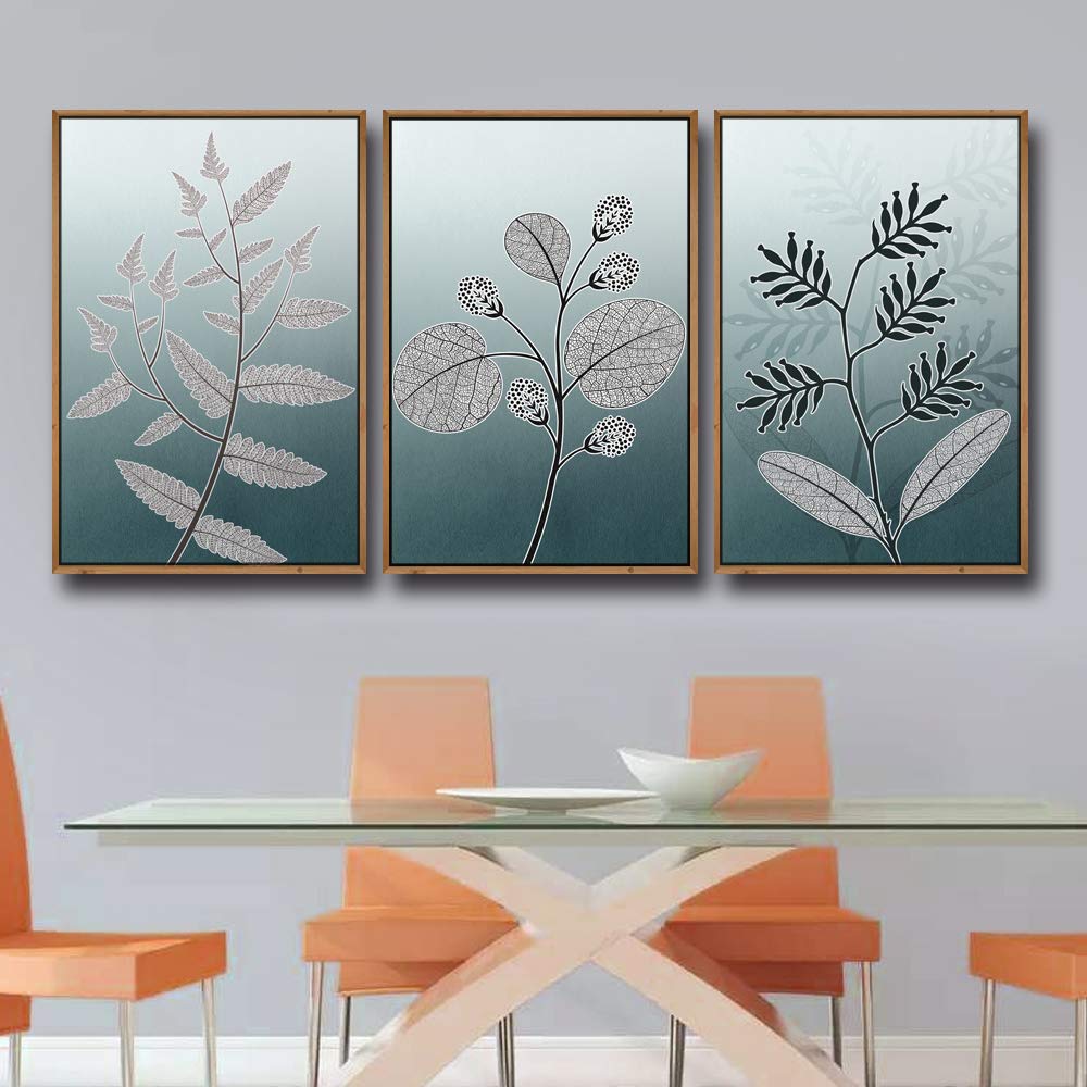 Wall26 3-Panel Framed Canvas Wall Art Set - Leaf Theme Prints for Living Room & Bedroom Decor (24x36 Inches, Ready to Hang) - Perfect for Modern Home, Office & Apartment Decoration