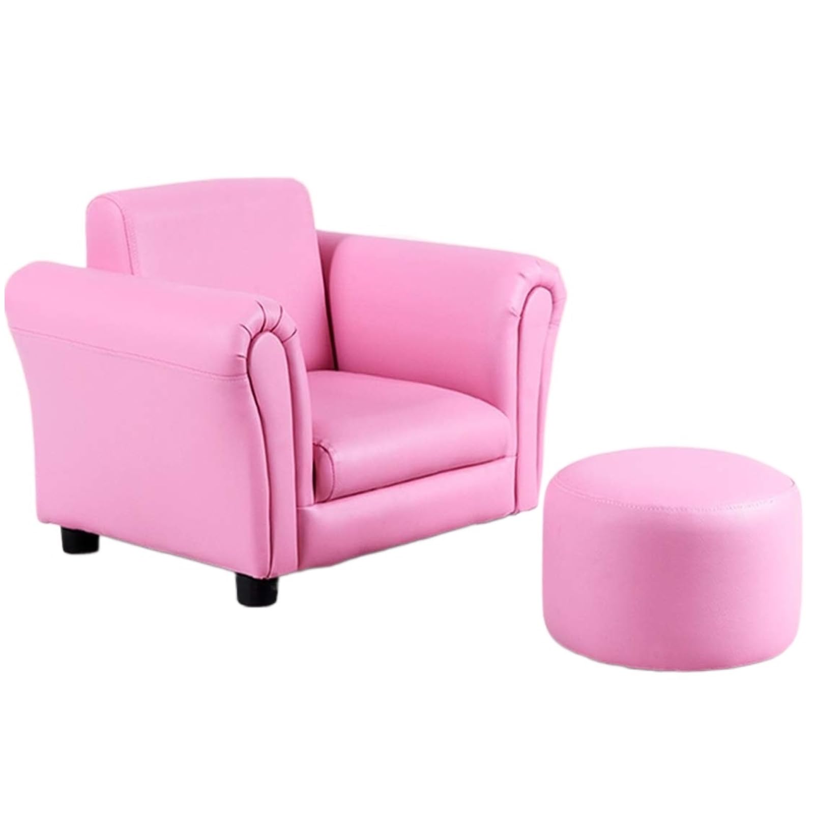 Costzon Kids Couch with Footstool - ASTM & CPSIA Certified Toddler Sofa, 100LBS Weight Capacity, Pink Armchair with Armrest & Backrest - Perfect for Playroom, Nursery, or as Birthday Gift for Baby Girls