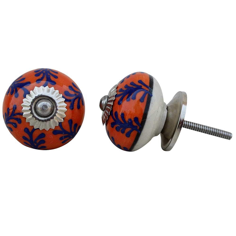 20PCS Orange Ceramic Leaf Drawer Knobs - Elegant Kitchen Cabinet Hardware & Dresser Pulls - Decorative Cabinet Handles for Home Décor - Perfect for Bedroom, Bathroom & Furniture Upgrades