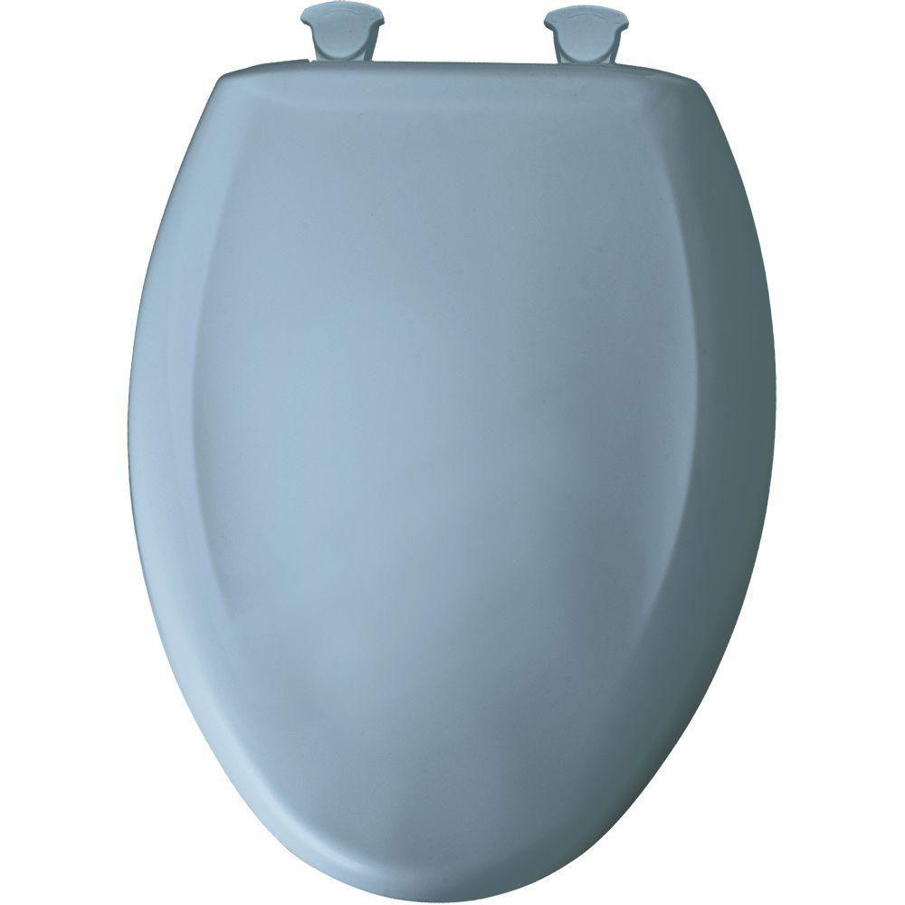 Bemis Slow Close STA TITE Elongated Closed Front Toilet Seat in Sky Blue 448661 - Durable Soft-Close Hinges for Quiet Bathroom Use - Perfect for Modern Homes & Commercial Spaces