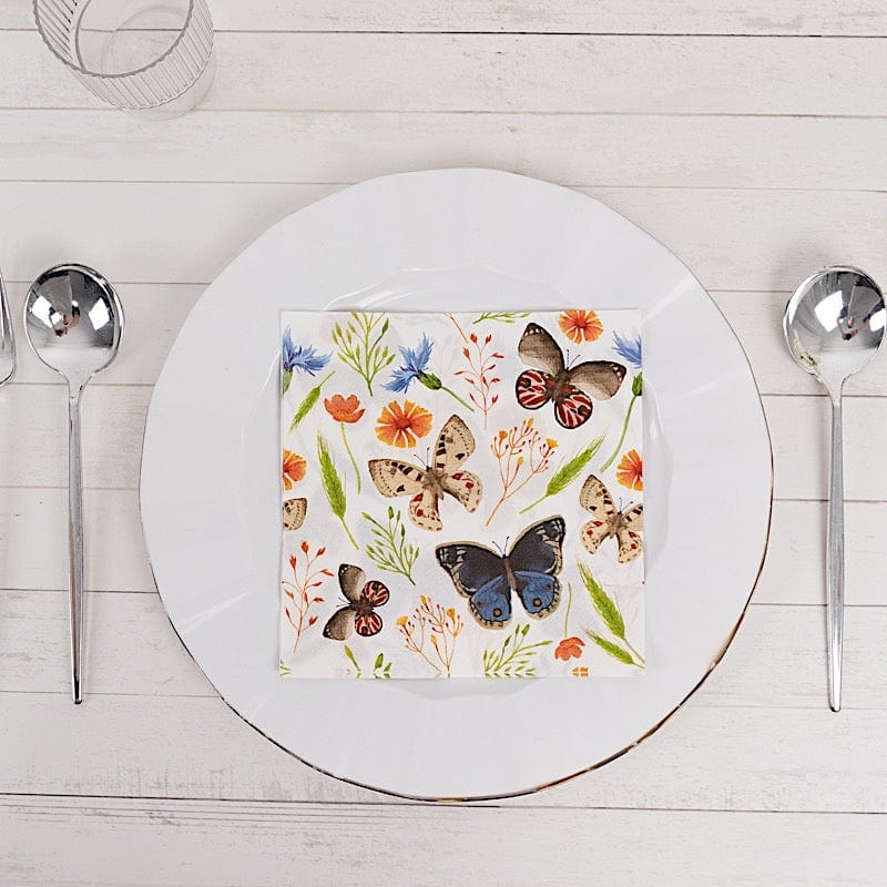 50-Pack Disposable 2-Ply Paper Napkins with Elegant Field Herbs & Butterfly Print - Perfect for Picnics, Parties & Home Decor