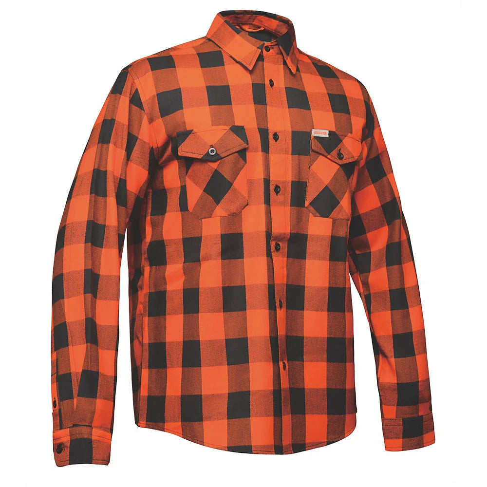 DERRINGER Men's Black & Orange Flannel Shirt - Soft Plaid Long Sleeve Button Down for Casual Wear, Outdoor Activities & Fall Fashion