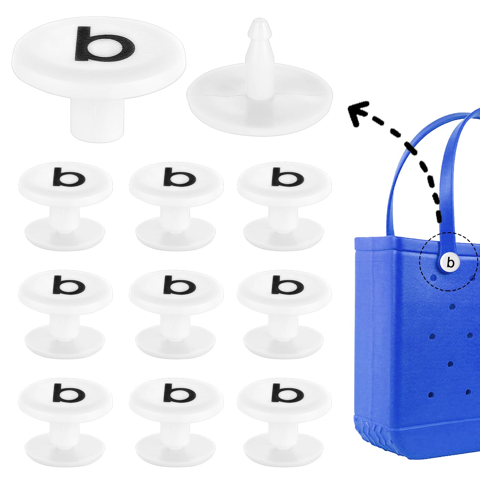 Bog Bag Replacement Rivets - 8 Pairs Neoprene Tote Strap Buttons for Standard & XL Pool Bags | Durable Rubber Repair Kit for Women's Beach Totes & Handles (White) | Perfect for Pool, Beach & Travel Accessories