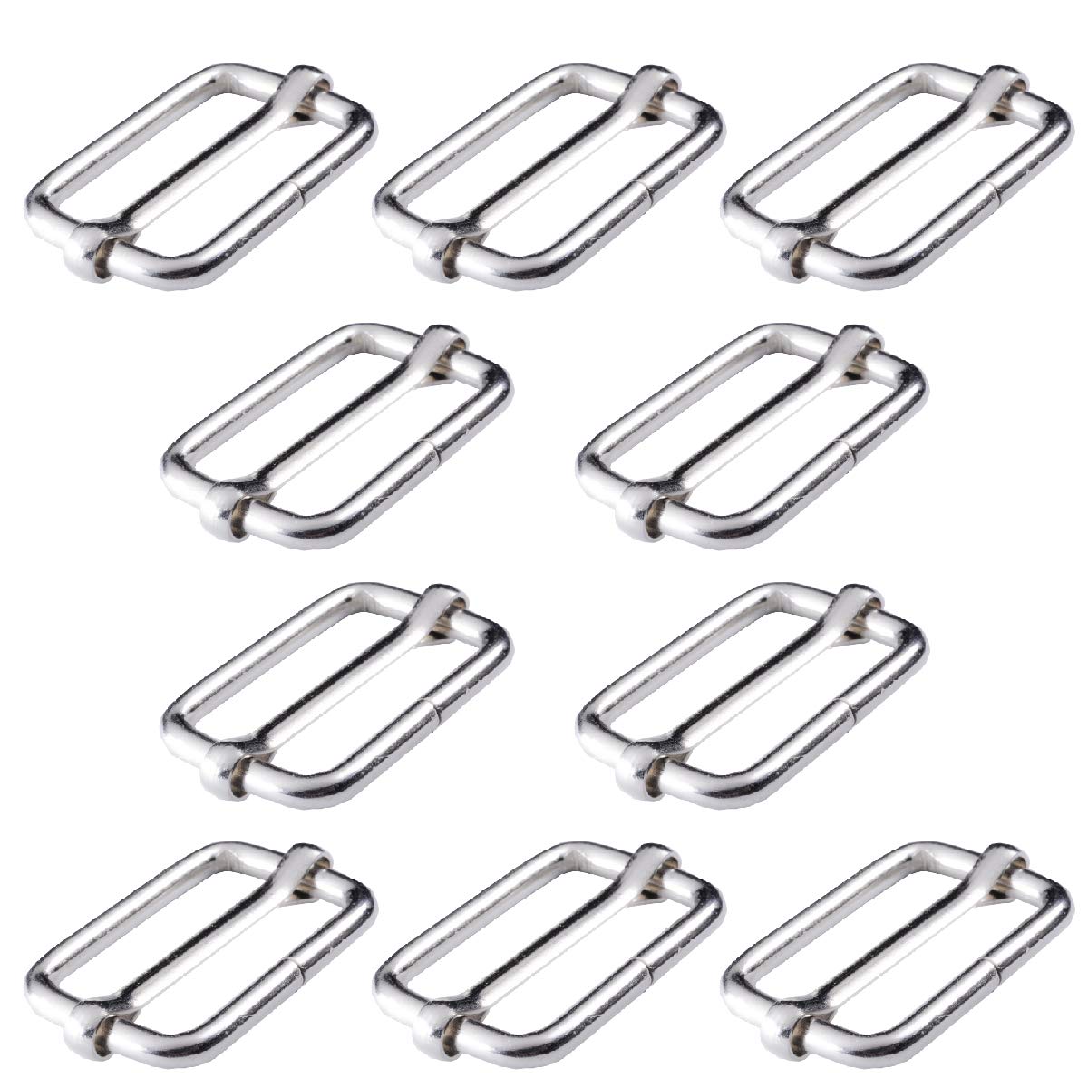 BEADNOVA 1 Inch Adjustable Metal Triglide Slide Buckle for Straps, Belts, Backpacks & Handbags - DIY Webbing Slider (10 Pack, Silver) - Perfect for Outdoor Gear, Pet Collars & Crafting Projects