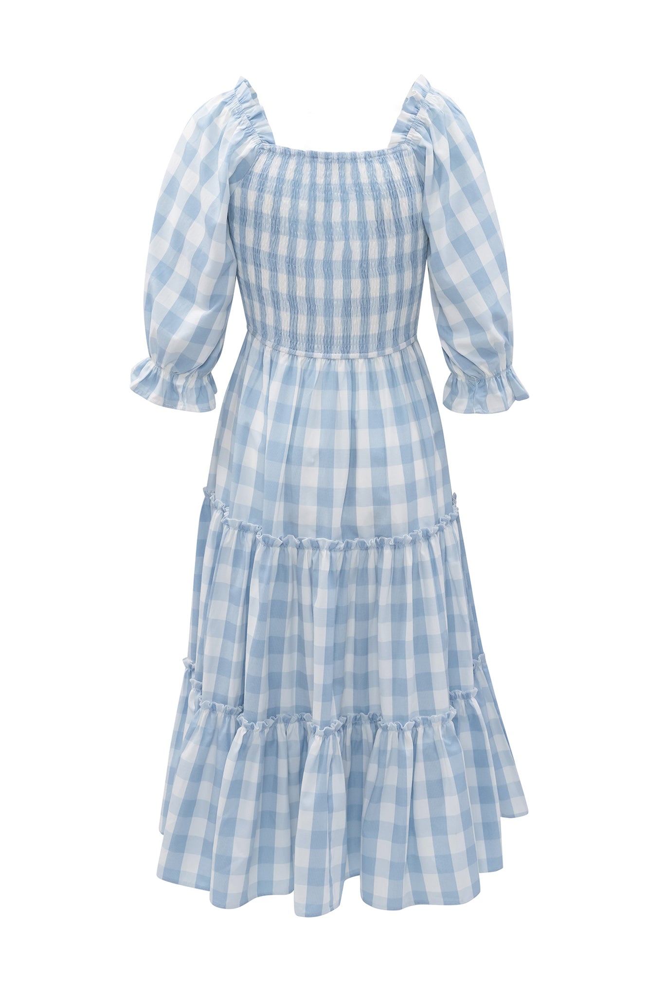 Blue Mia Gingham Dress for Women - Summer Floral Print Casual Sundress - Perfect for Beach, Picnic & Date Night