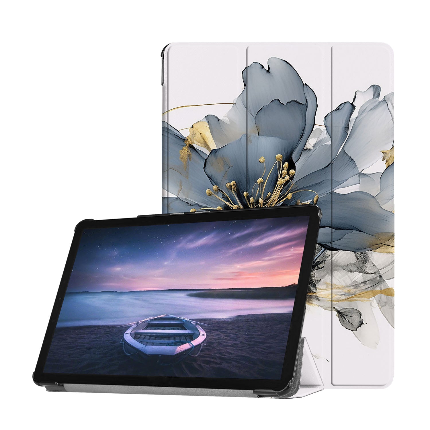Samsung Tablet Case with Artistic Flower Design - Slim Protective Cover for Galaxy Tab A/S6/S7/S8 - Perfect for Work, School & Travel