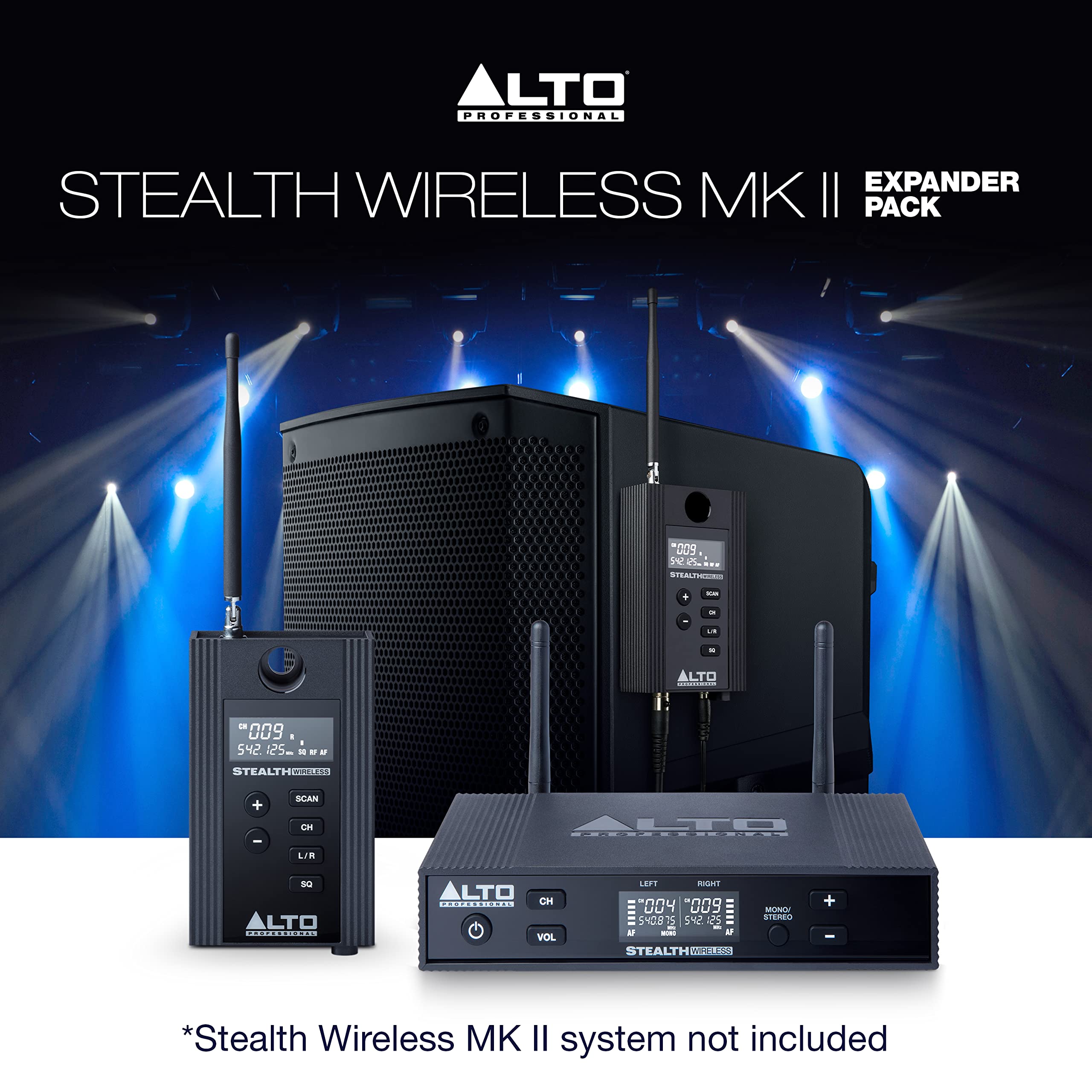 Alto Professional Stealth Wireless MKII Expansion Pack - Single Channel UHF Wireless Receiver for Active Speakers (Black) | Perfect for Live Performances, DJ Gigs & Studio Recordings