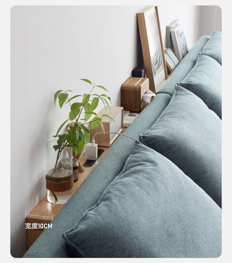 Solid Oak Wood Sofa with Rear Storage - Modern Wall Shelf for Living Room, Bedroom, or Office Organization
