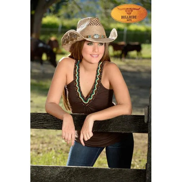 Bullhide From the Heart Straw Cowgirl Hat - Western Style Sun Hat for Women, Summer Outdoor Rodeo, Music Festival & Beach Vacation
