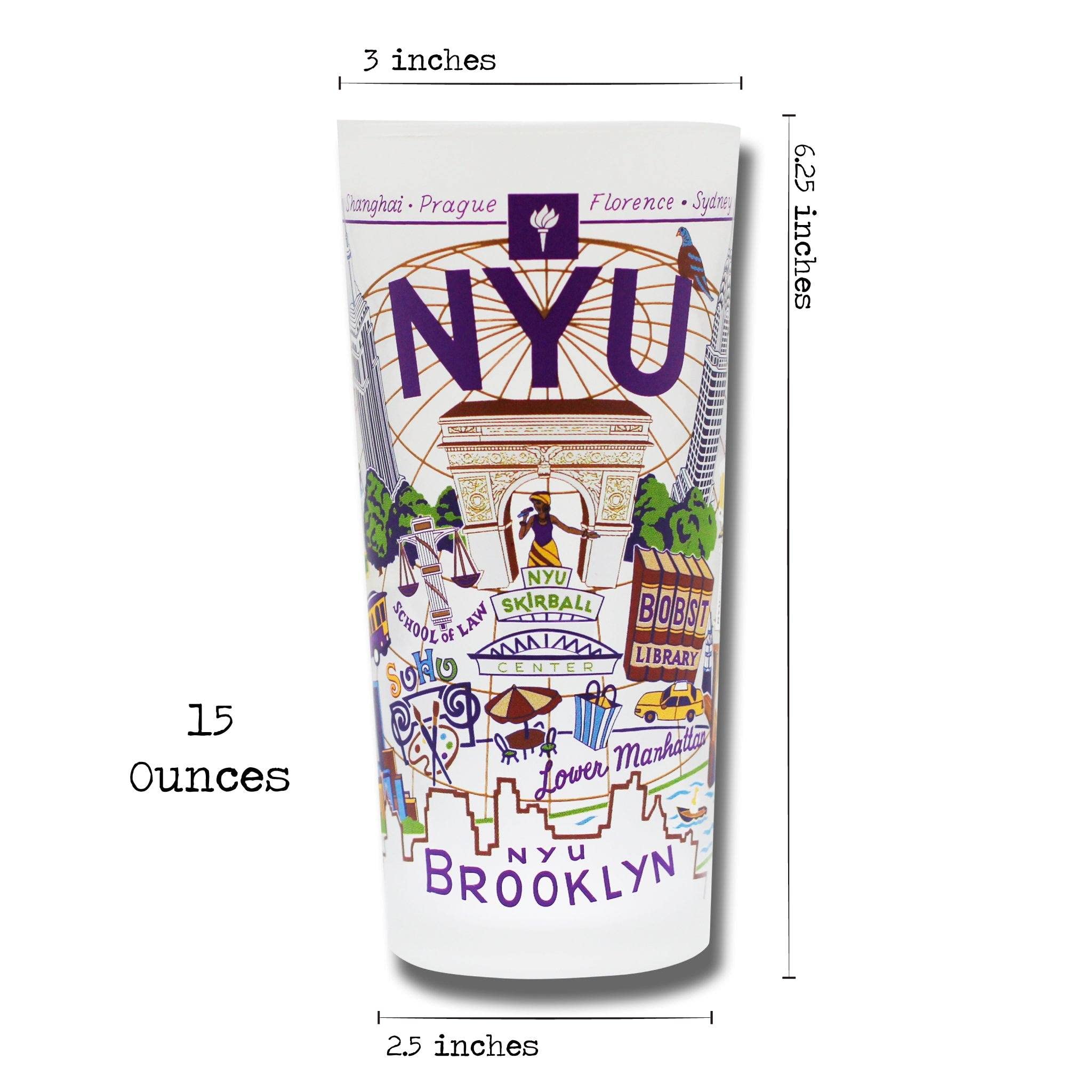 NYU Alumni Glass Cup - 15oz Dishwasher Safe Tumbler for New York University Fans | Perfect for College Dorms, Office Desks & Home Bar Decor