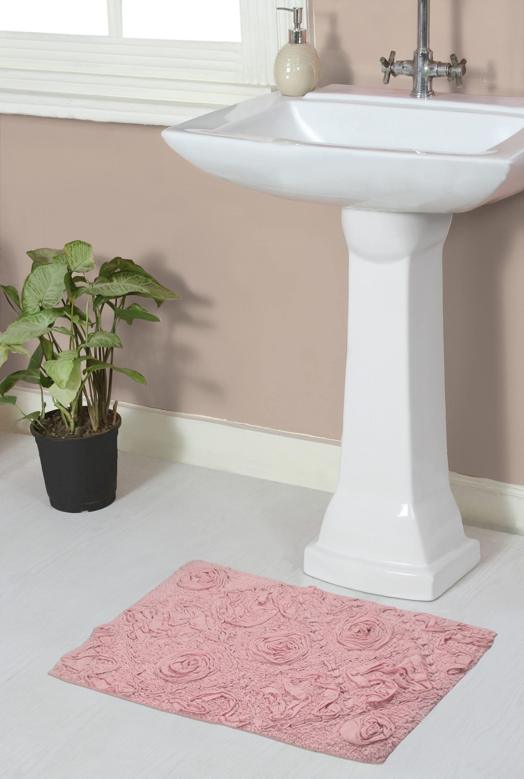 Home Weavers Modesto 100% Cotton Bath Rug Set - Ultra Soft & Absorbent Non-Slip Bathroom Mat, Washable Kitchen Floor Mat (17