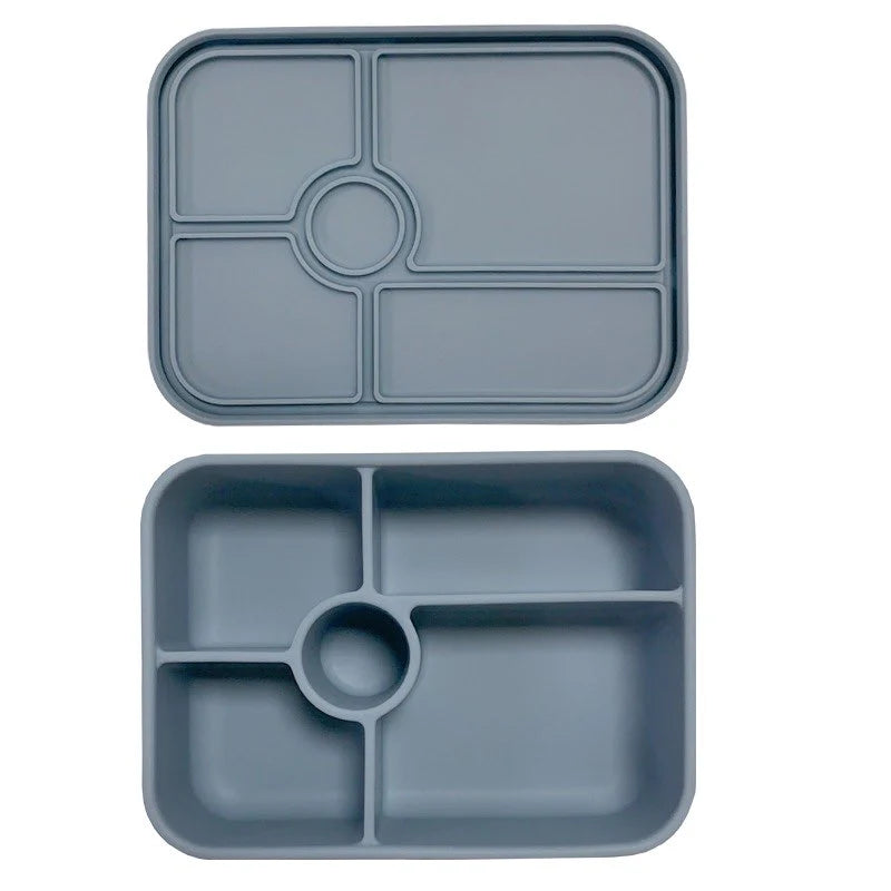 Apollo 5-Piece Rectangle Silicone Bento Box Set - Reusable, Leak-Proof & Eco-Friendly Lunch Container for Adults & Kids - Perfect for Office, School, Picnics & Meal Prep (Blue)